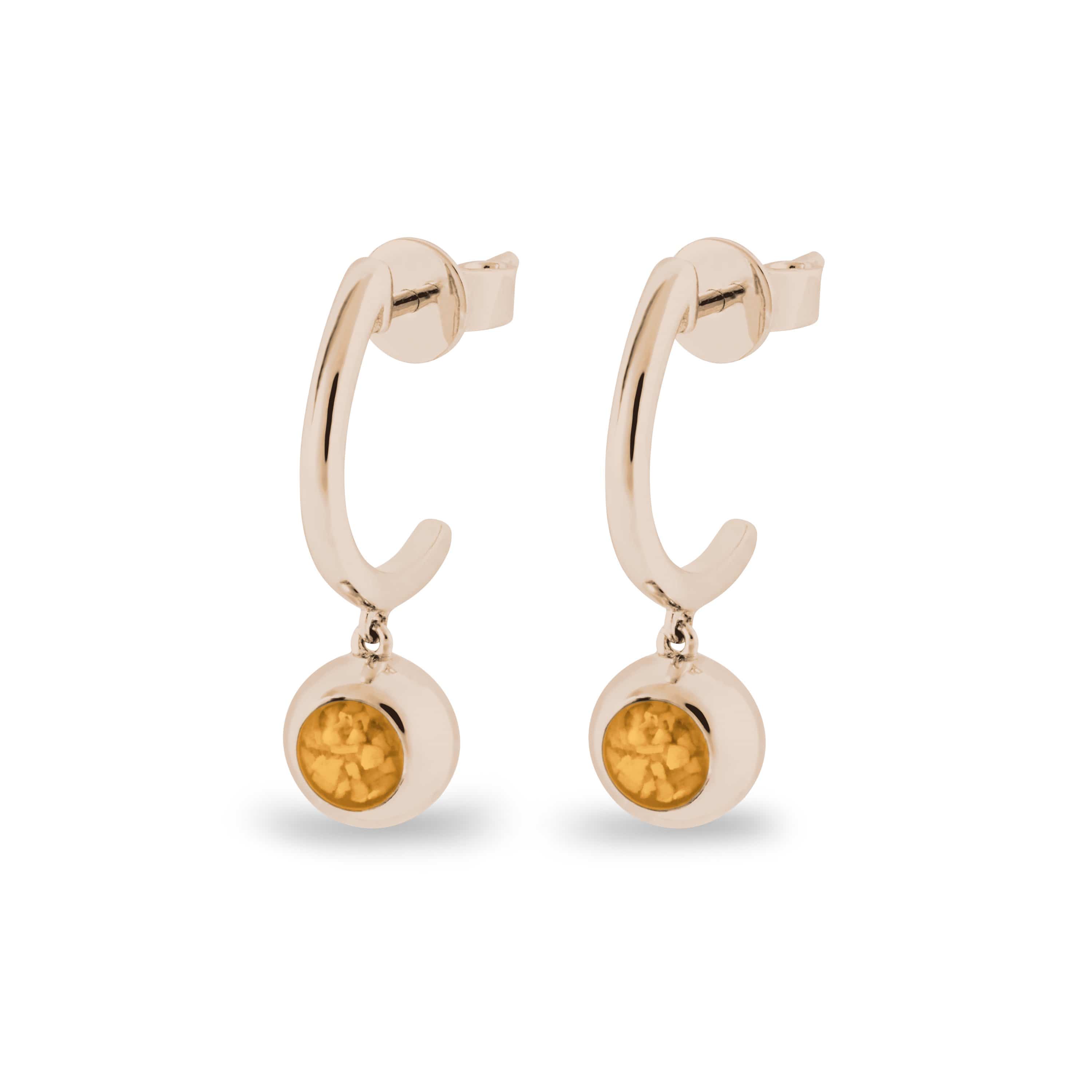 EverWith Ladies Rondure Crescent Memorial Ashes Earrings 9k Rose Gold Orange