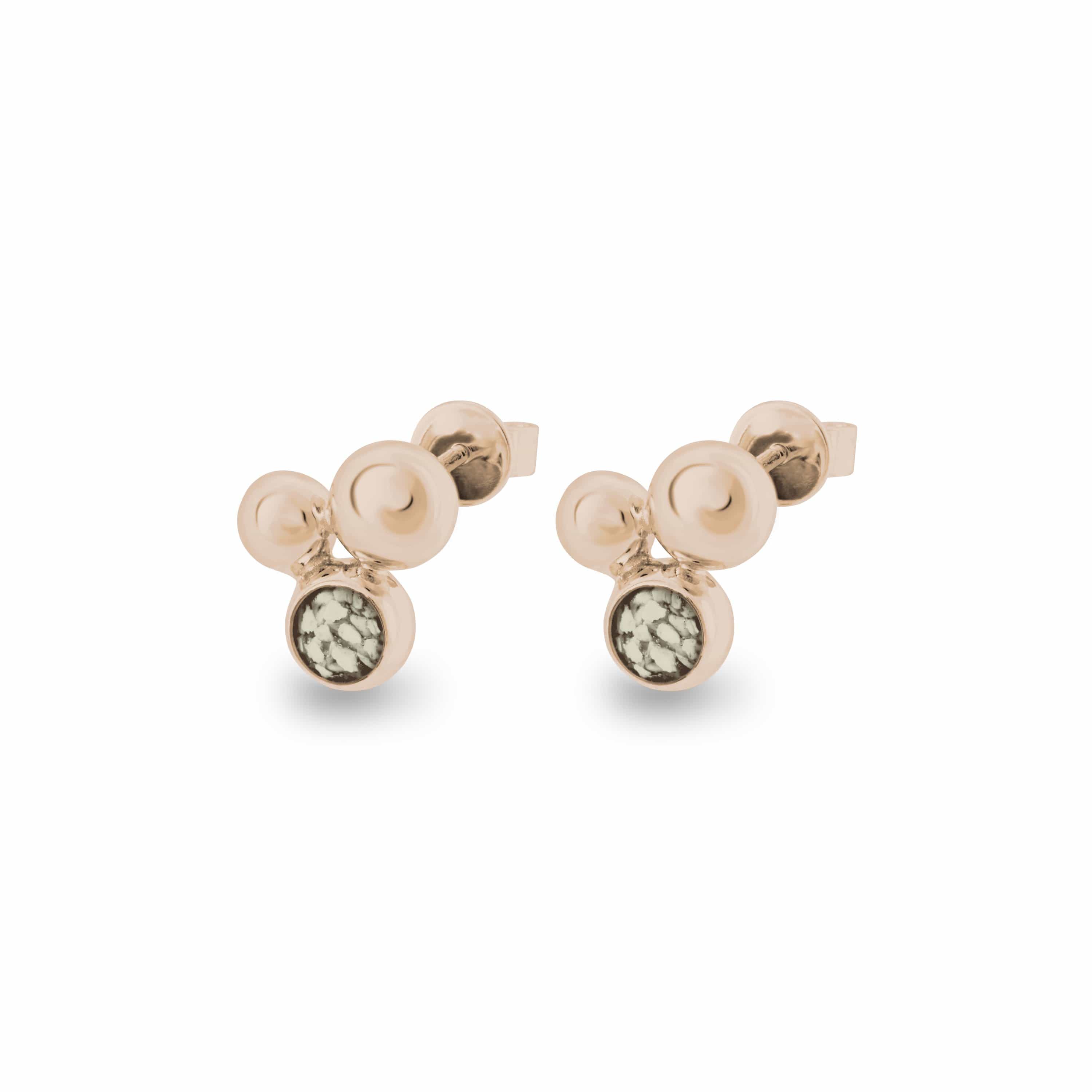 EverWith Ladies Rondure Array Memorial Ashes Earrings 9k Rose Gold Transparent