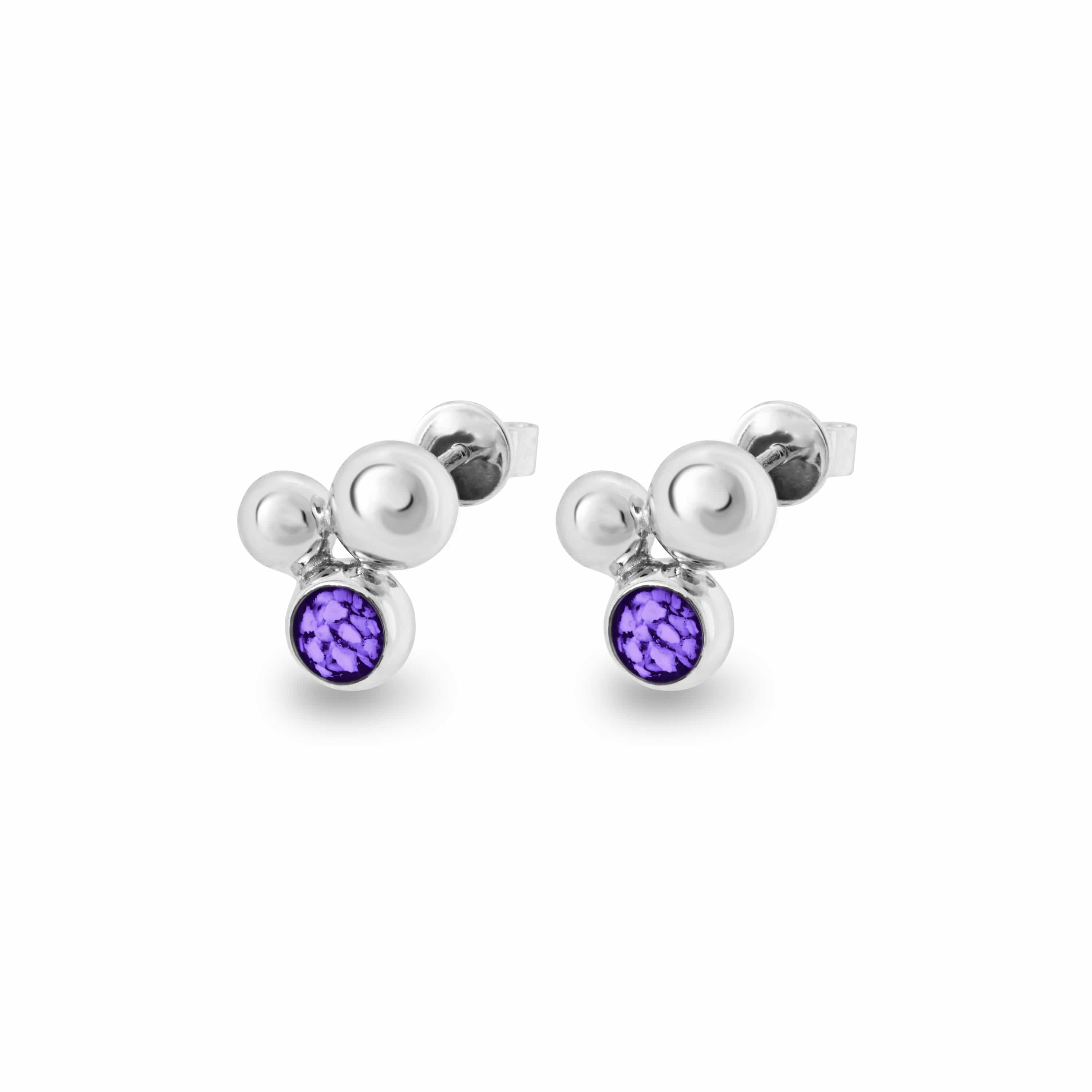 EverWith Ladies Rondure Array Memorial Ashes Earrings Purple