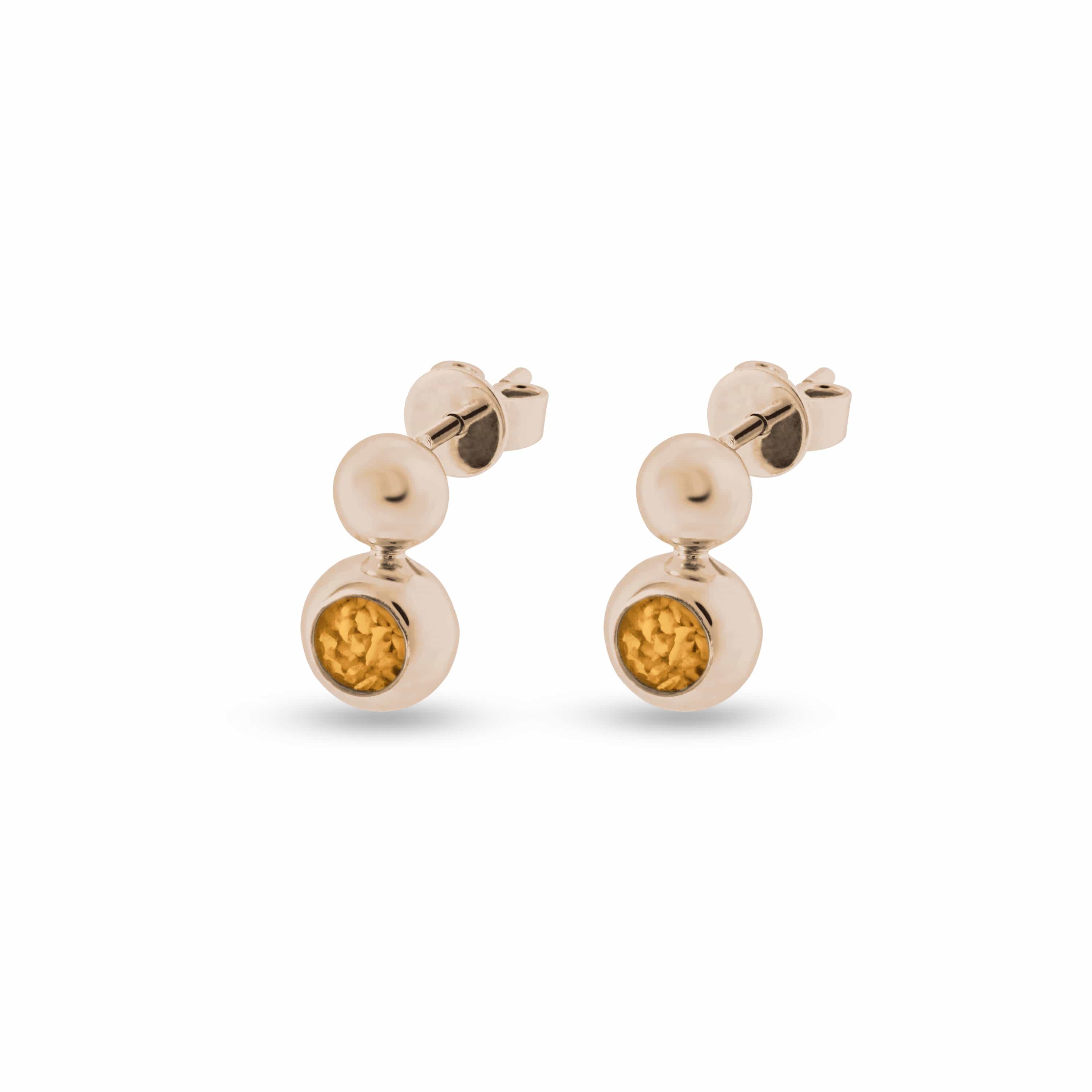EverWith Ladies Rondure Drop Memorial Ashes Earrings 9k Rose Gold Orange