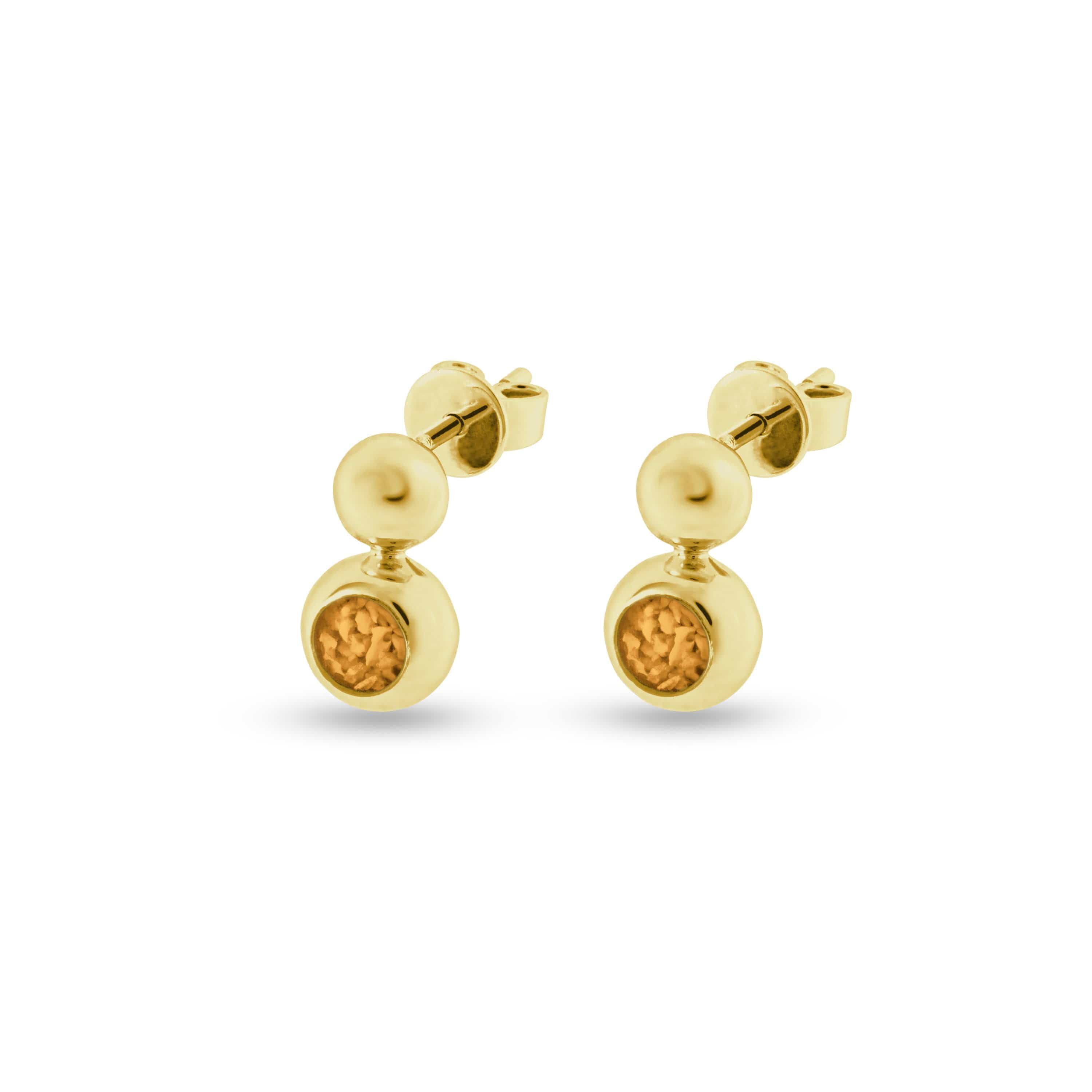 EverWith Ladies Rondure Drop Memorial Ashes Earrings 9k Yellow Gold Orange
