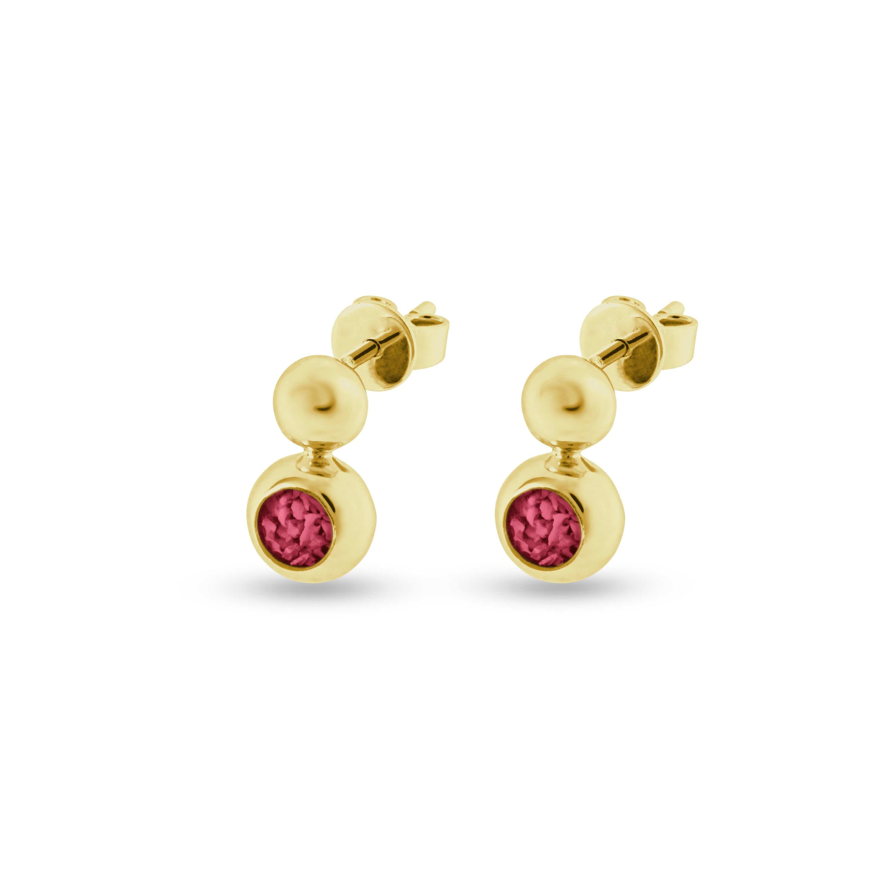 EverWith Ladies Rondure Drop Memorial Ashes Earrings 9k Yellow Gold Red