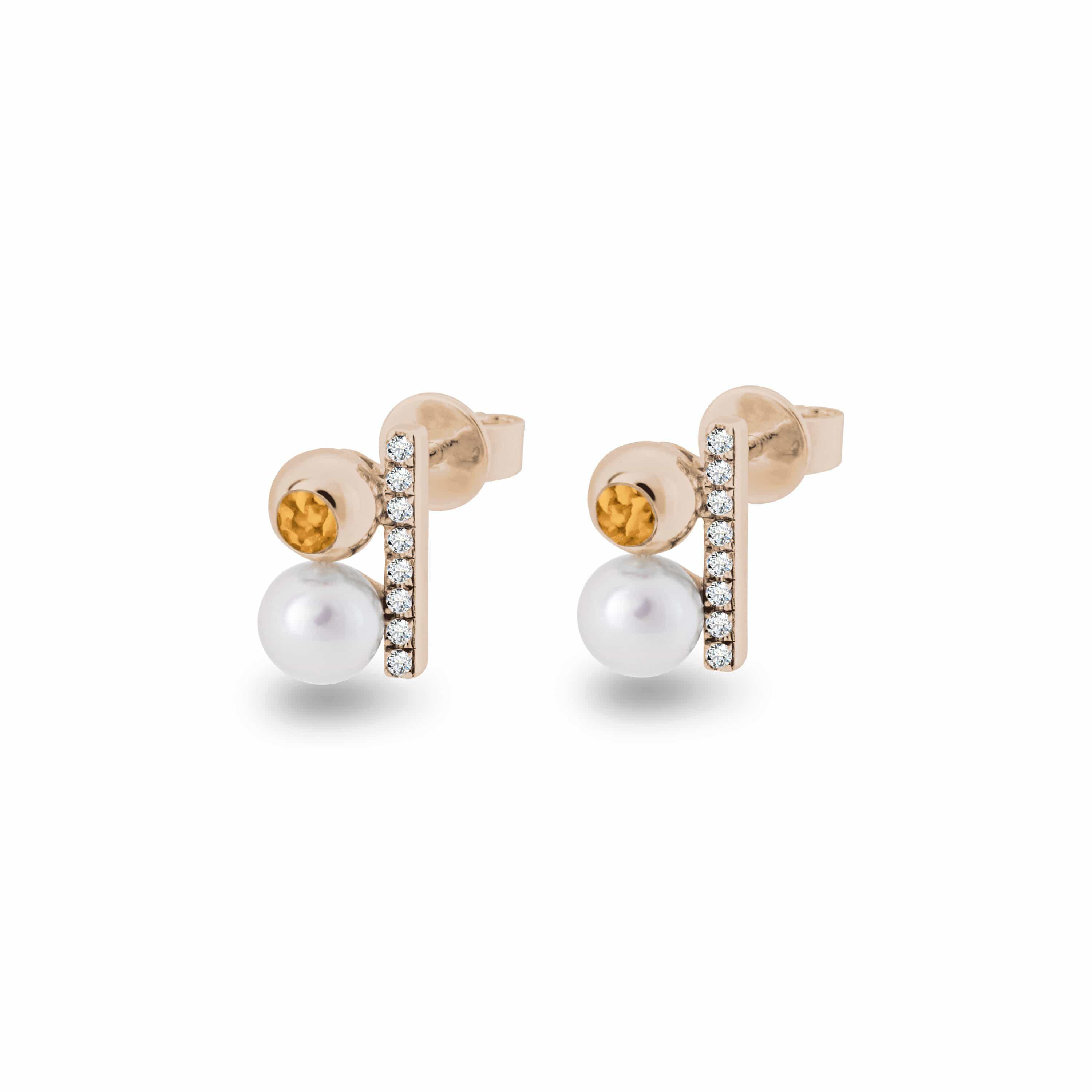 EverWith Ladies Rondure Opulence Memorial Ashes Earrings 9k Rose Gold Orange