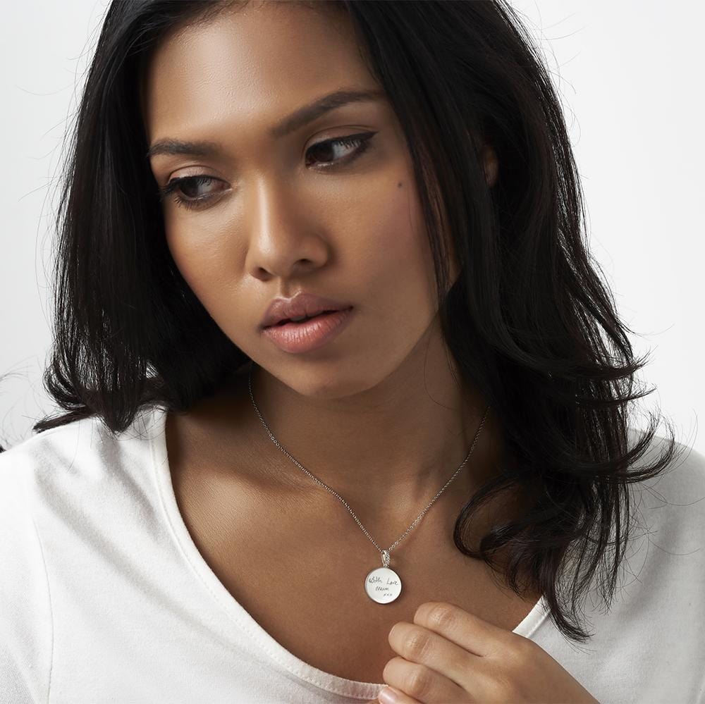 Handwriting sales engraved necklace