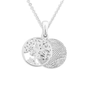 EverWith Engraved Small Tree of Life Fingerprint Memorial Pendant with Fine Crystal