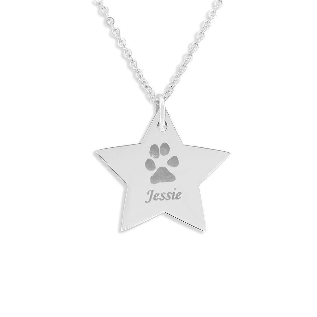 EverWith Engraved Star Pawprint Memorial Pendant