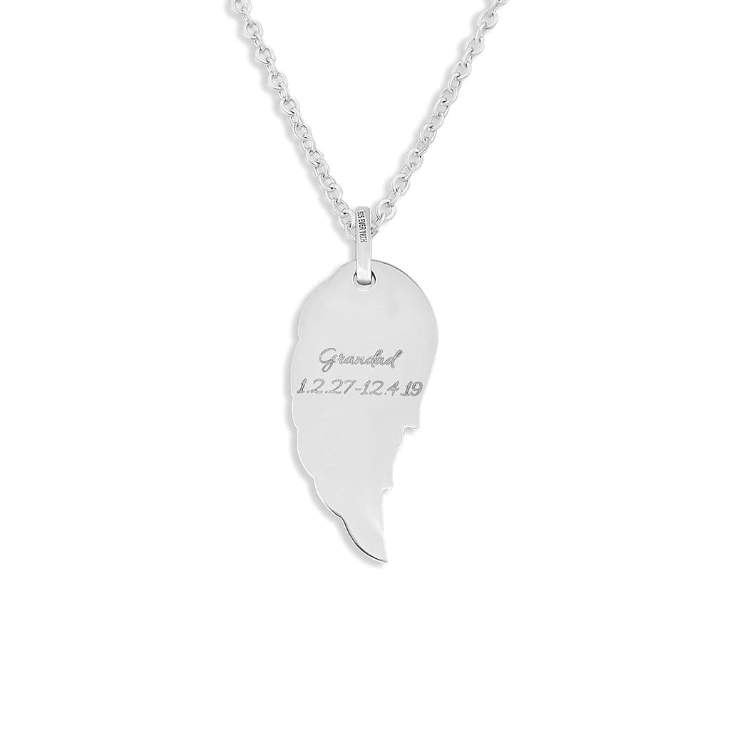 EverWith Engraved Wing Standard Engraving Memorial Pendant