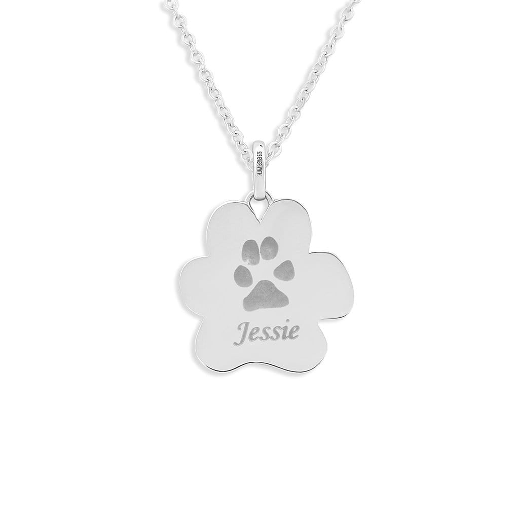 EverWith Engraved Paw Print Memorial Pawprint Pendant with Fine Crystals