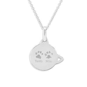 EverWith Engraved Cat Pawprint Memorial Pendant with Fine Crystal