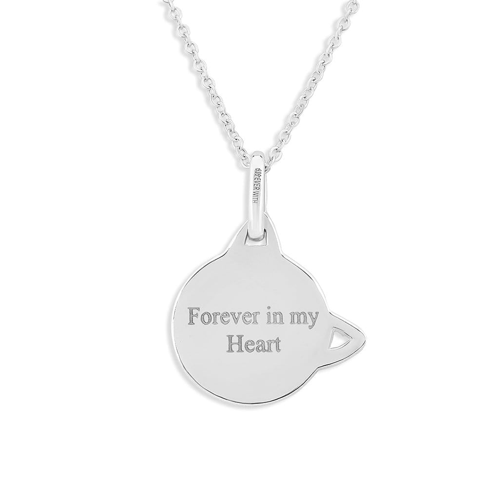 EverWith Engraved Cat Standard Engraving Memorial Pendant with Fine Crystal