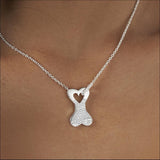 EverWith Engraved Dog Bone Fingerprint Memorial Necklace with Fine Crystals