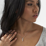 EverWith Engraved Short Bar Memorial Handwriting Pendant With Fine Crystal
