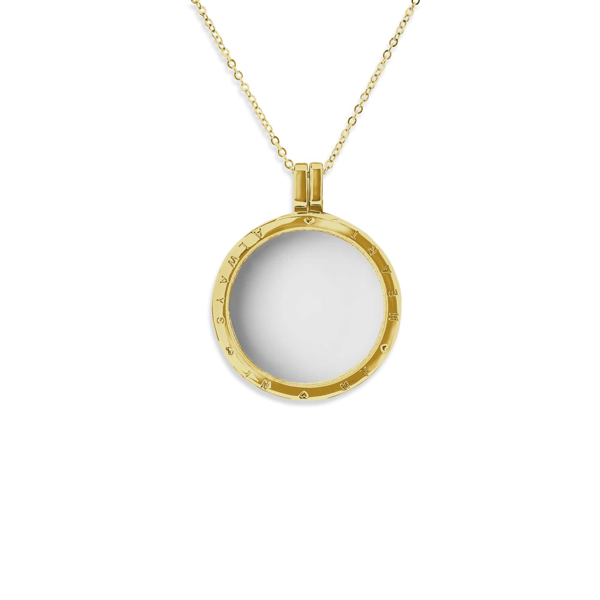 EverWith Small Round Glass Locket Sterling Silver Memorial Ashes Locket 9k Yellow Gold