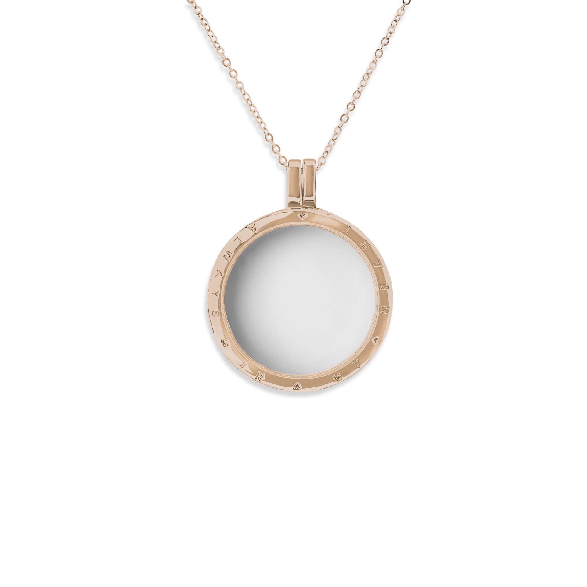 EverWith Small Round Glass Locket Sterling Silver Memorial Ashes Locket 9k Rose Gold