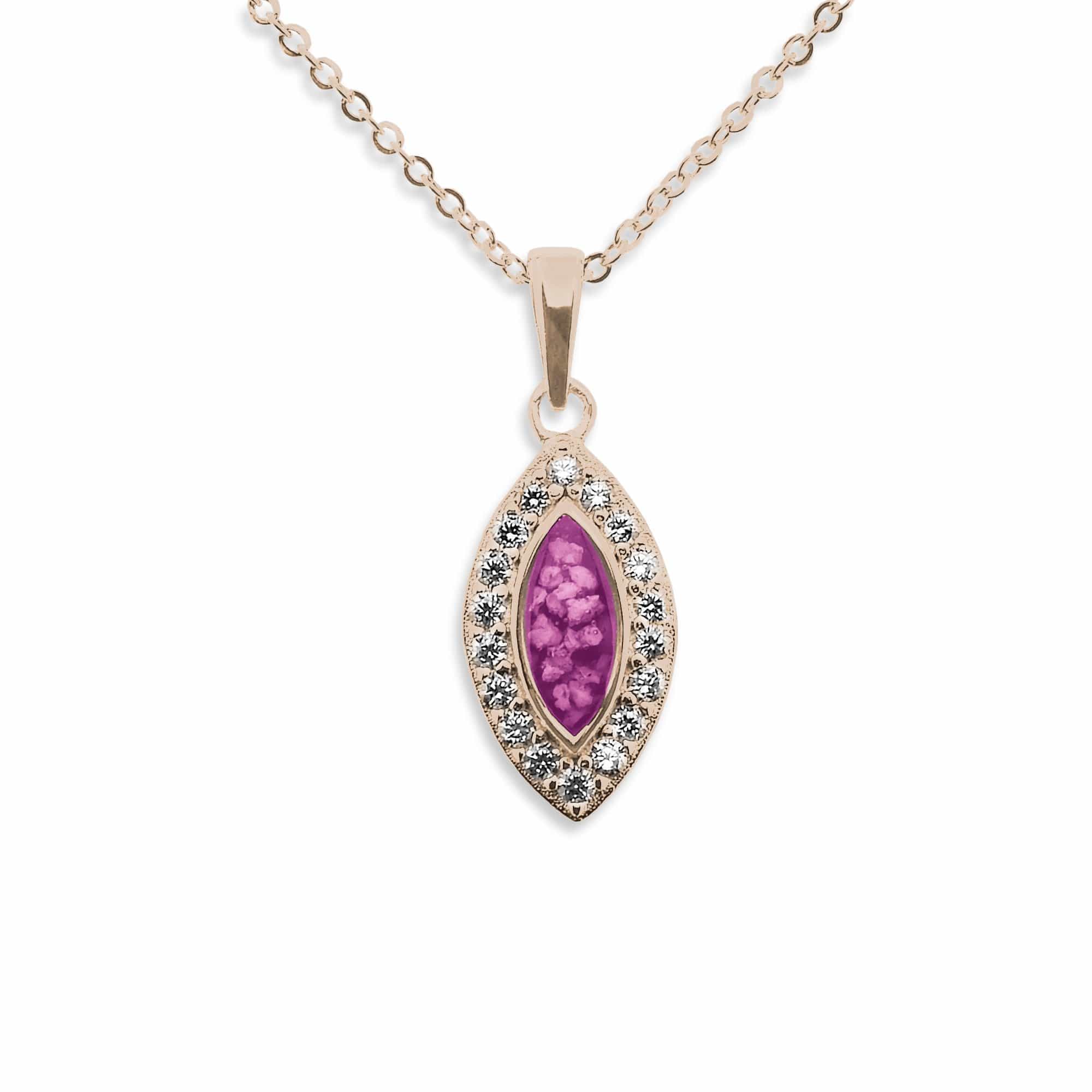 EverWith Ladies Marquise Memorial Ashes Pendant with Fine Crystals 9k Rose Gold Pink