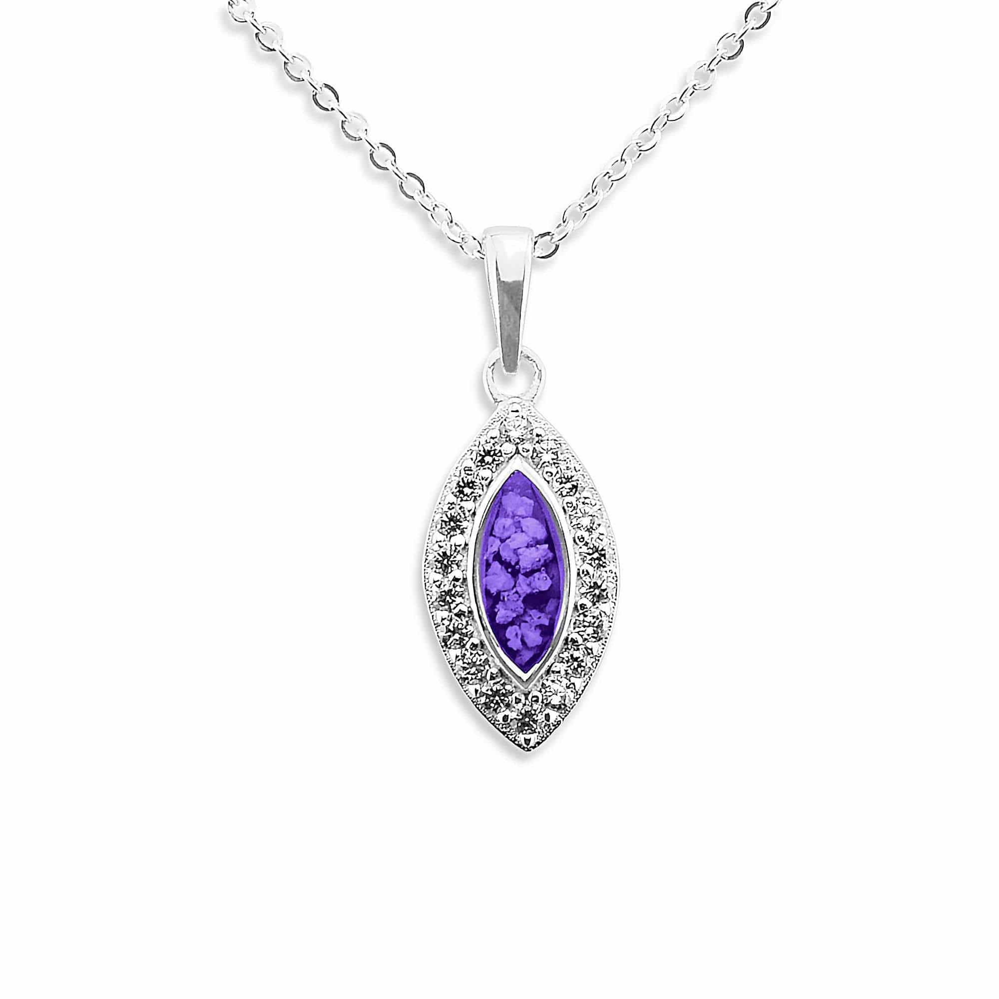 EverWith Ladies Marquise Memorial Ashes Pendant with Fine Crystals Purple