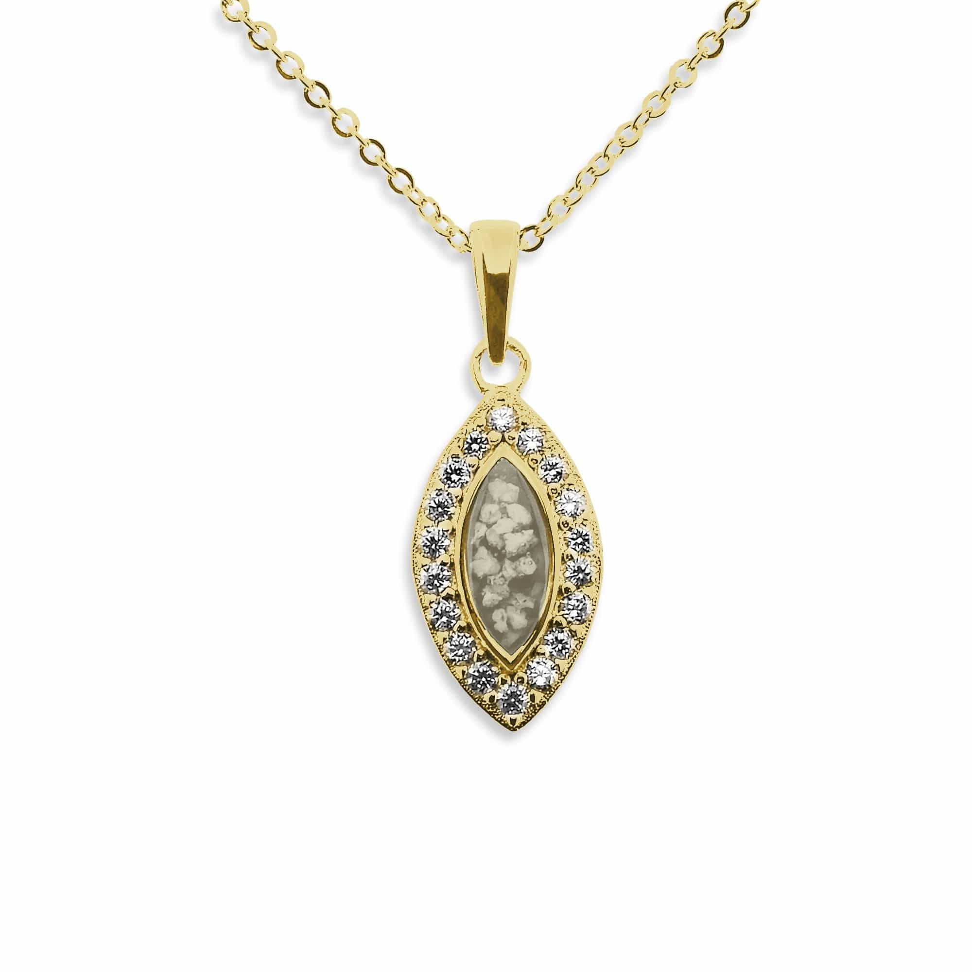 EverWith Ladies Marquise Memorial Ashes Pendant with Fine Crystals 9k Yellow Gold Transparent