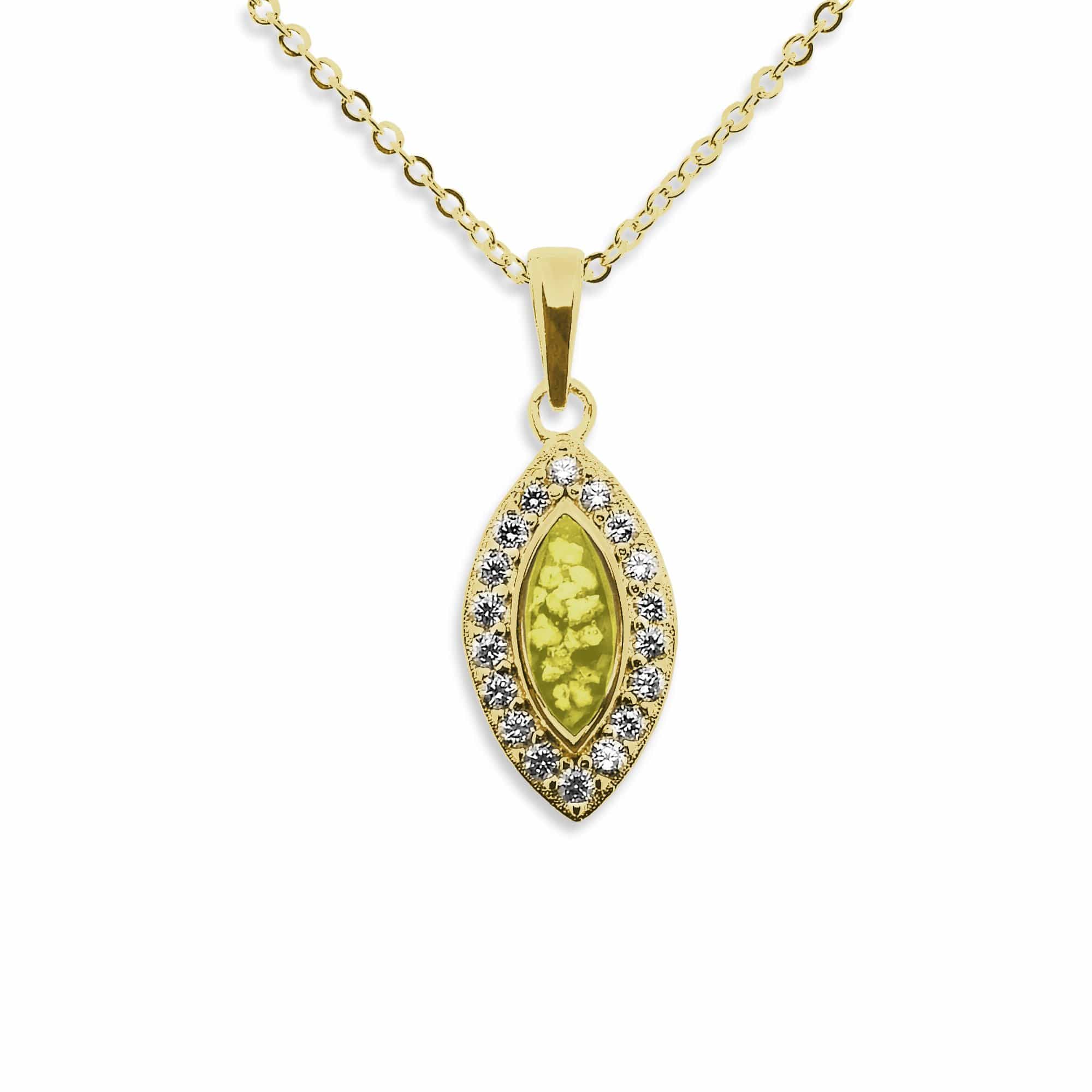 EverWith Ladies Marquise Memorial Ashes Pendant with Fine Crystals 9k Yellow Gold Yellow