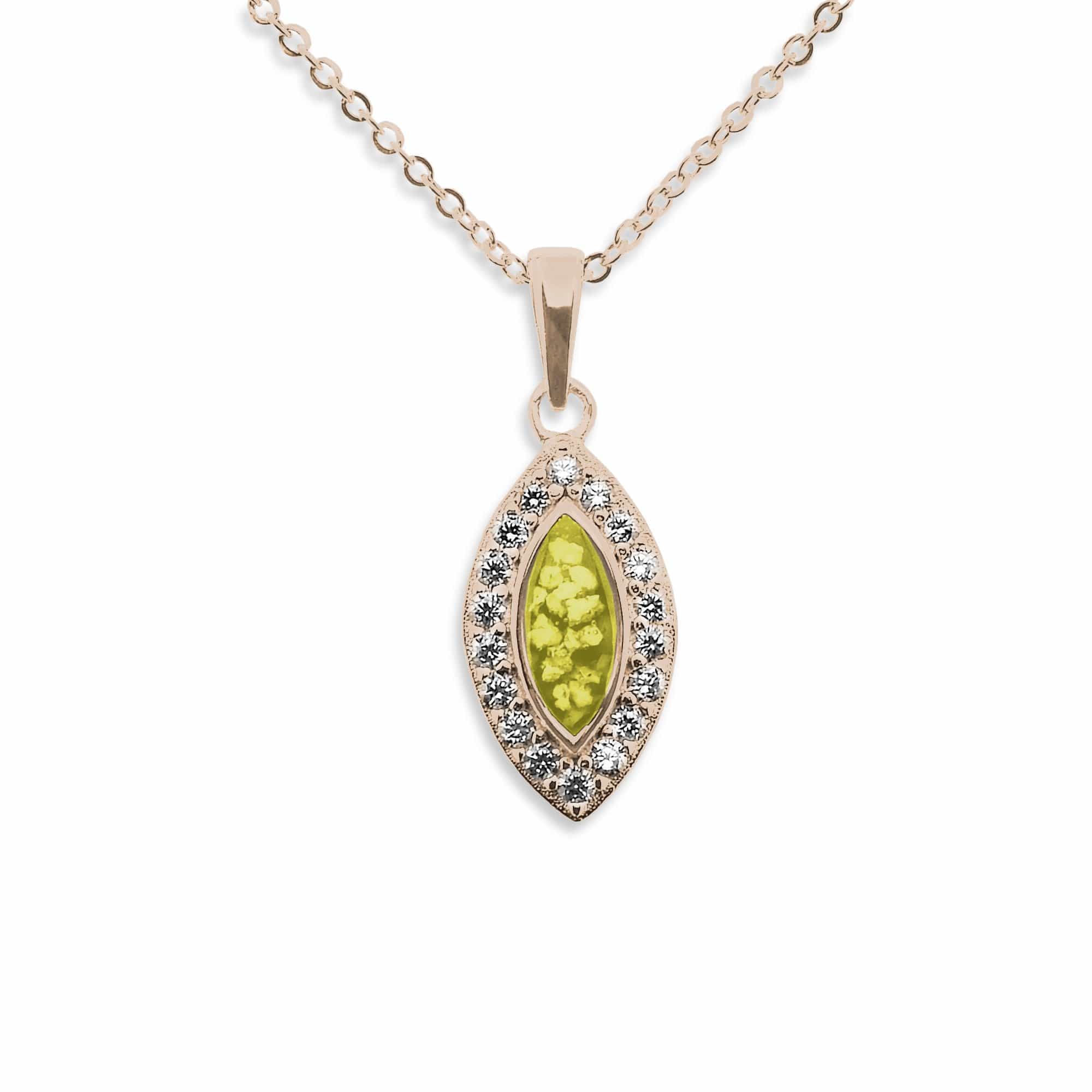 EverWith Ladies Marquise Memorial Ashes Pendant with Fine Crystals 9k Rose Gold Yellow