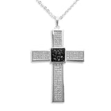 EverWith Gents Oversized Cross Memorial Ashes Pendant with Fine Crystals Black
