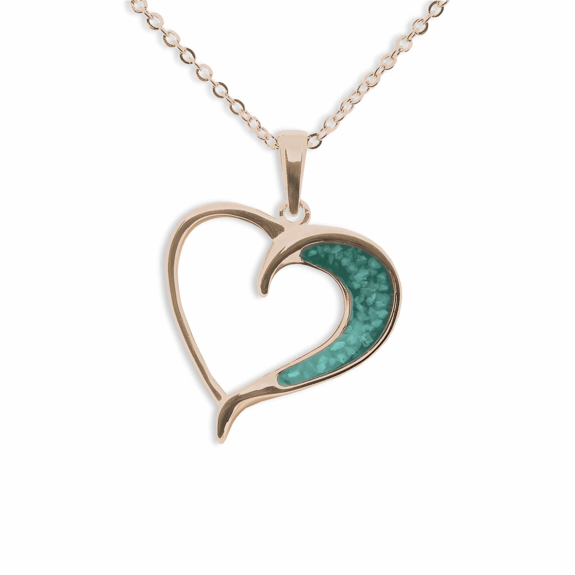 EverWith Ladies Embrace Memorial Ashes Pendant 9k Rose Gold Aqua