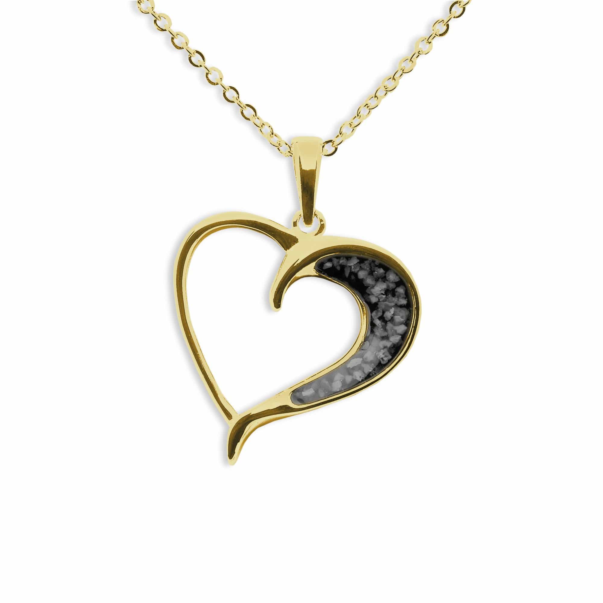 EverWith Ladies Embrace Memorial Ashes Pendant 9k Yellow Gold Black