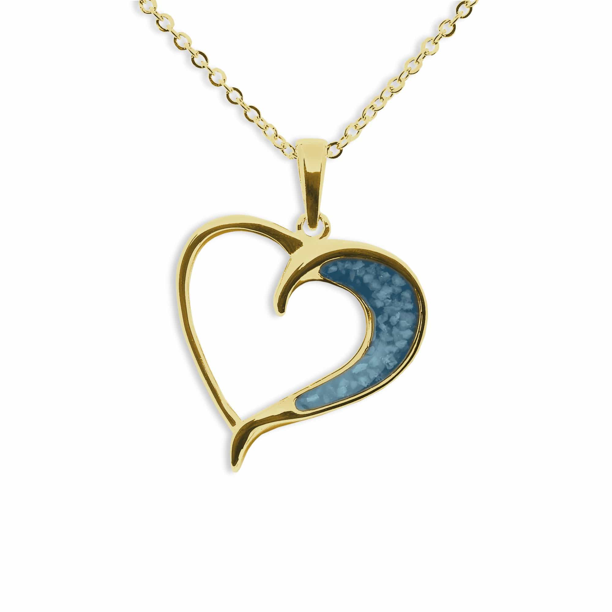 EverWith Ladies Embrace Memorial Ashes Pendant 9k Yellow Gold Blue