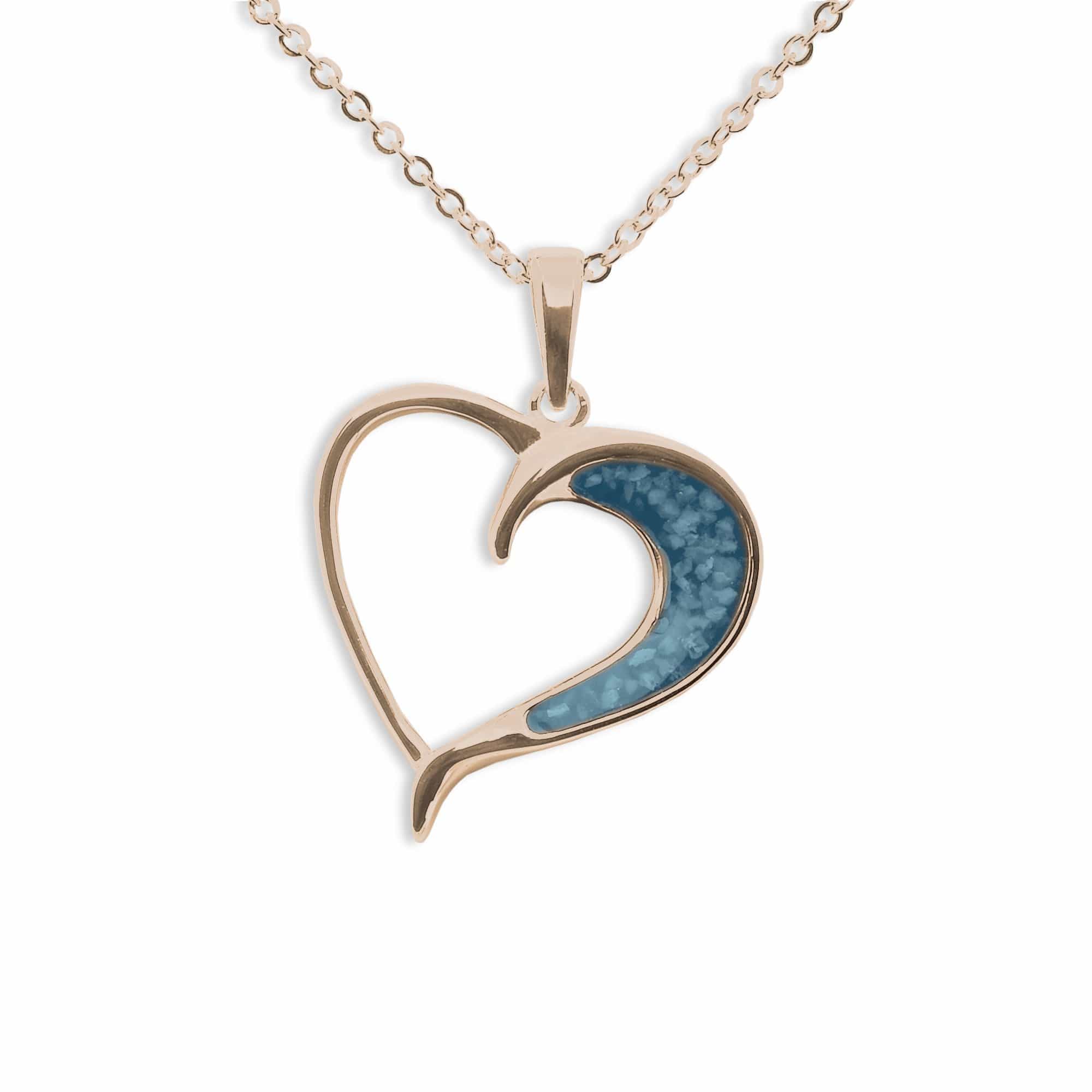 EverWith Ladies Embrace Memorial Ashes Pendant 9k Rose Gold Blue