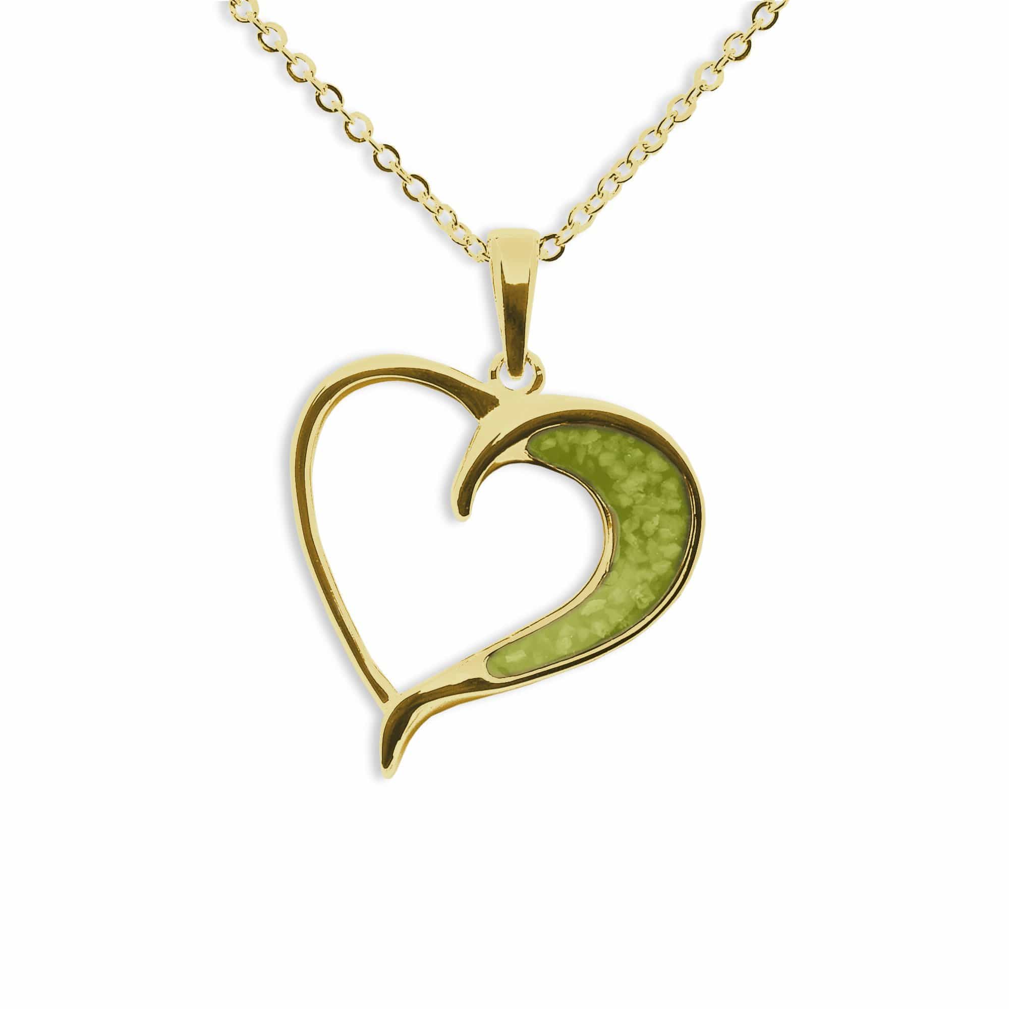 EverWith Ladies Embrace Memorial Ashes Pendant 9k Yellow Gold Green
