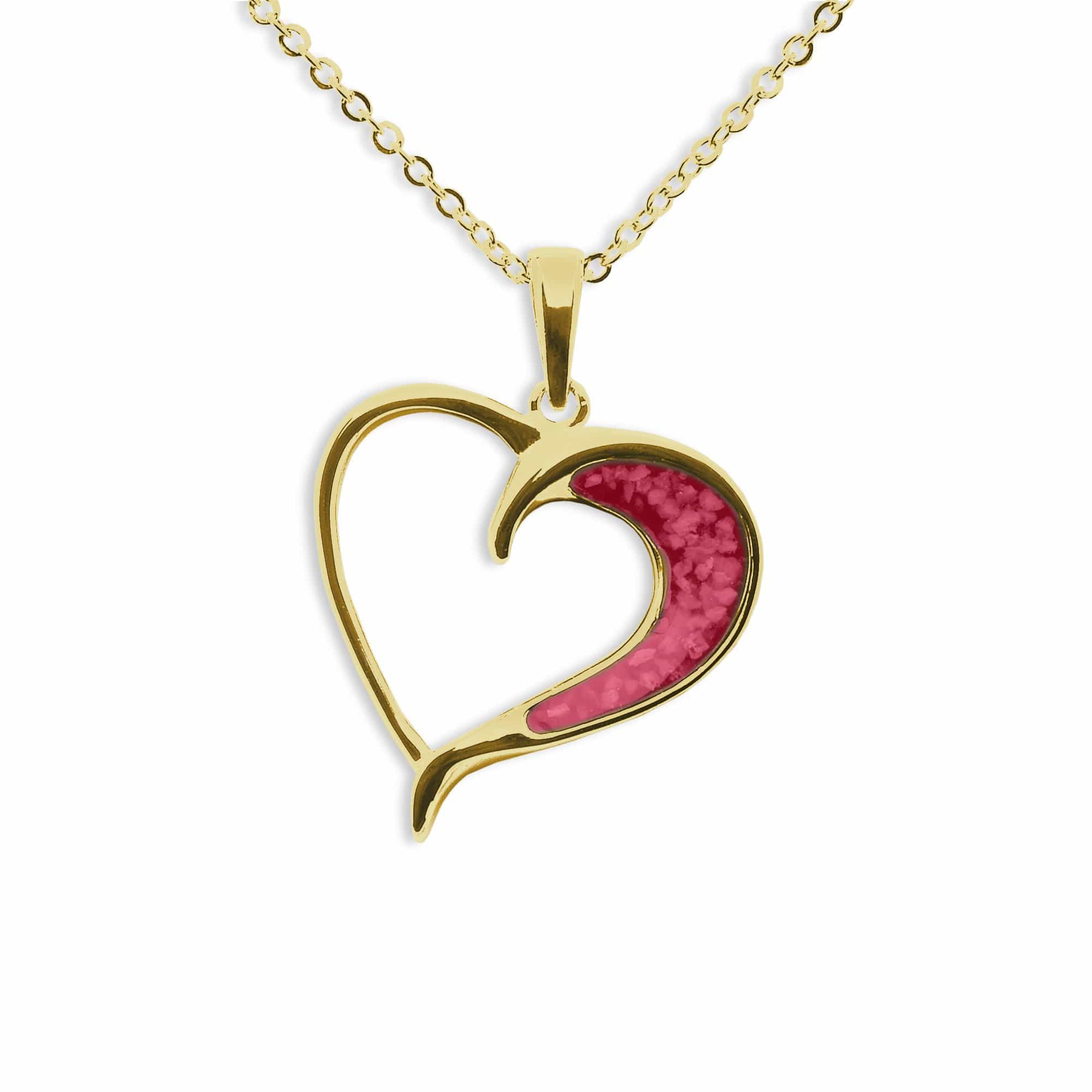 EverWith Ladies Embrace Memorial Ashes Pendant 9k Yellow Gold Red