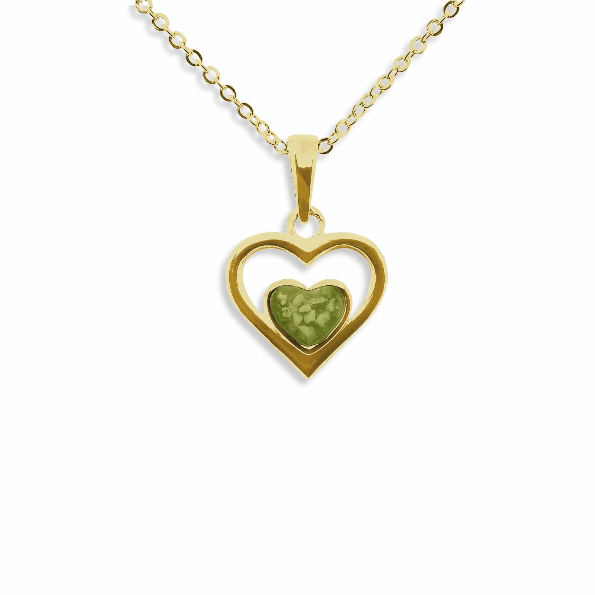 EverWith Ladies Comfort Memorial Ashes Pendant 9k Yellow Gold Green