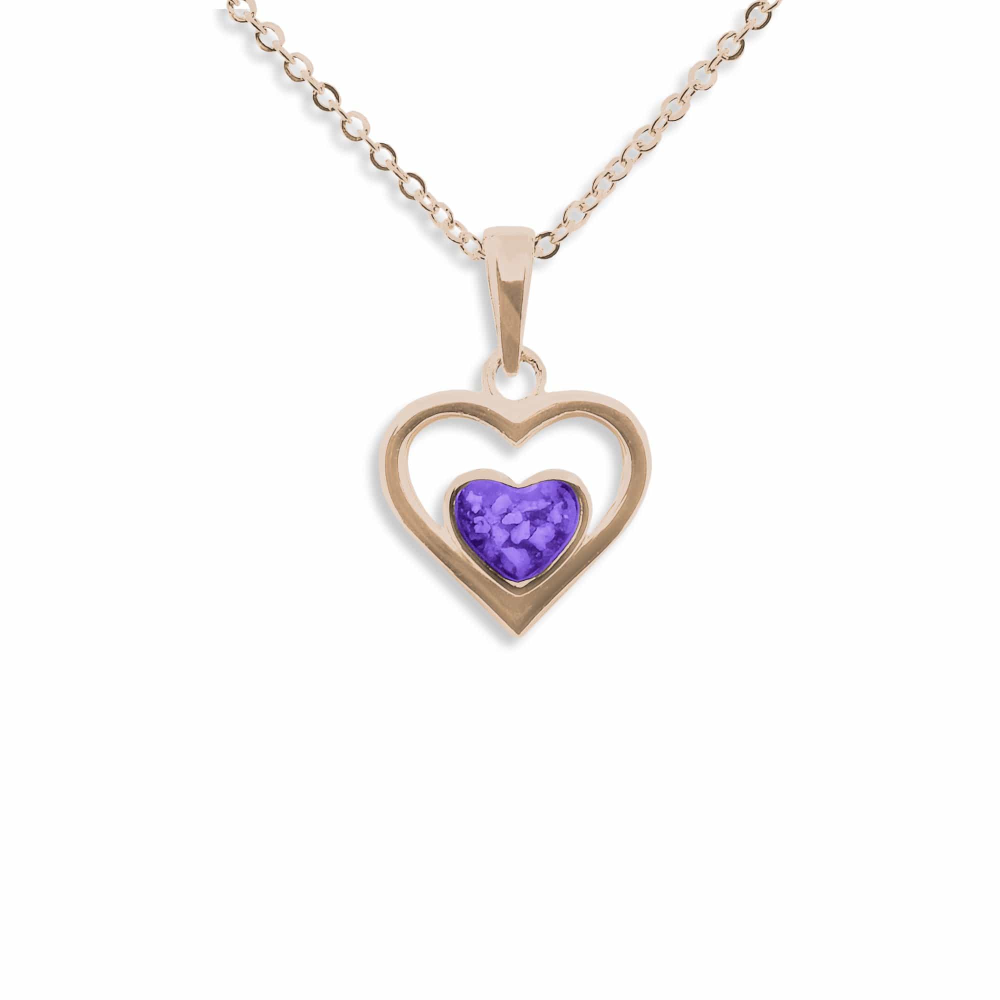 EverWith Ladies Comfort Memorial Ashes Pendant 9k Rose Gold Purple