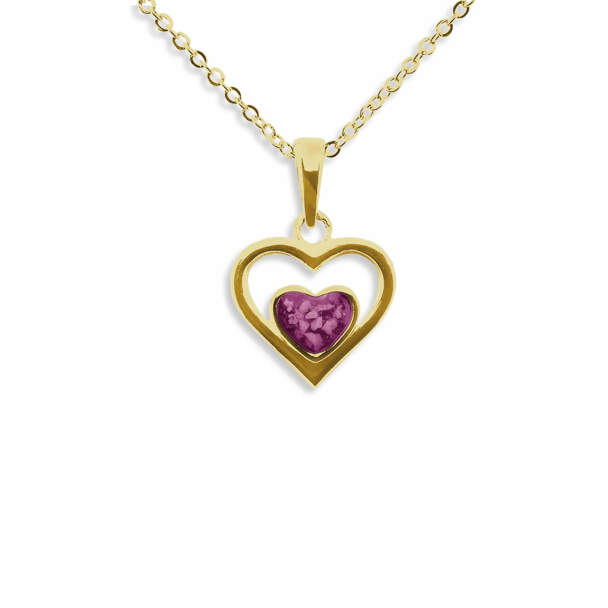 EverWith Ladies Comfort Memorial Ashes Pendant 9k Yellow Gold Violet
