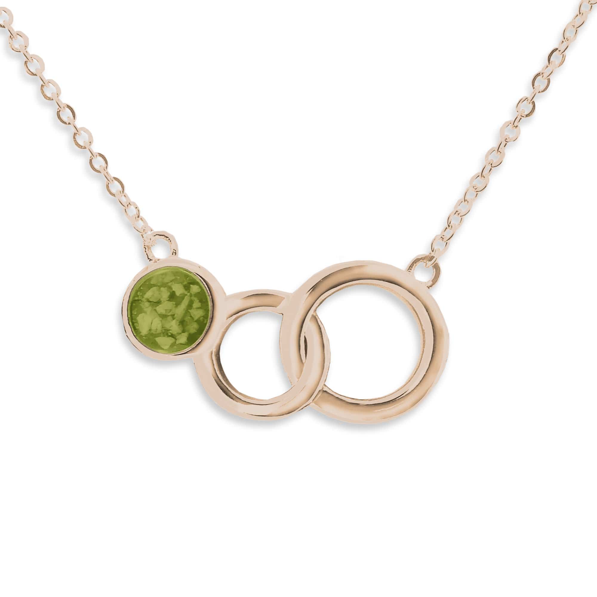 EverWith Ladies Praise Memorial Ashes Necklace 9k Rose Gold Green