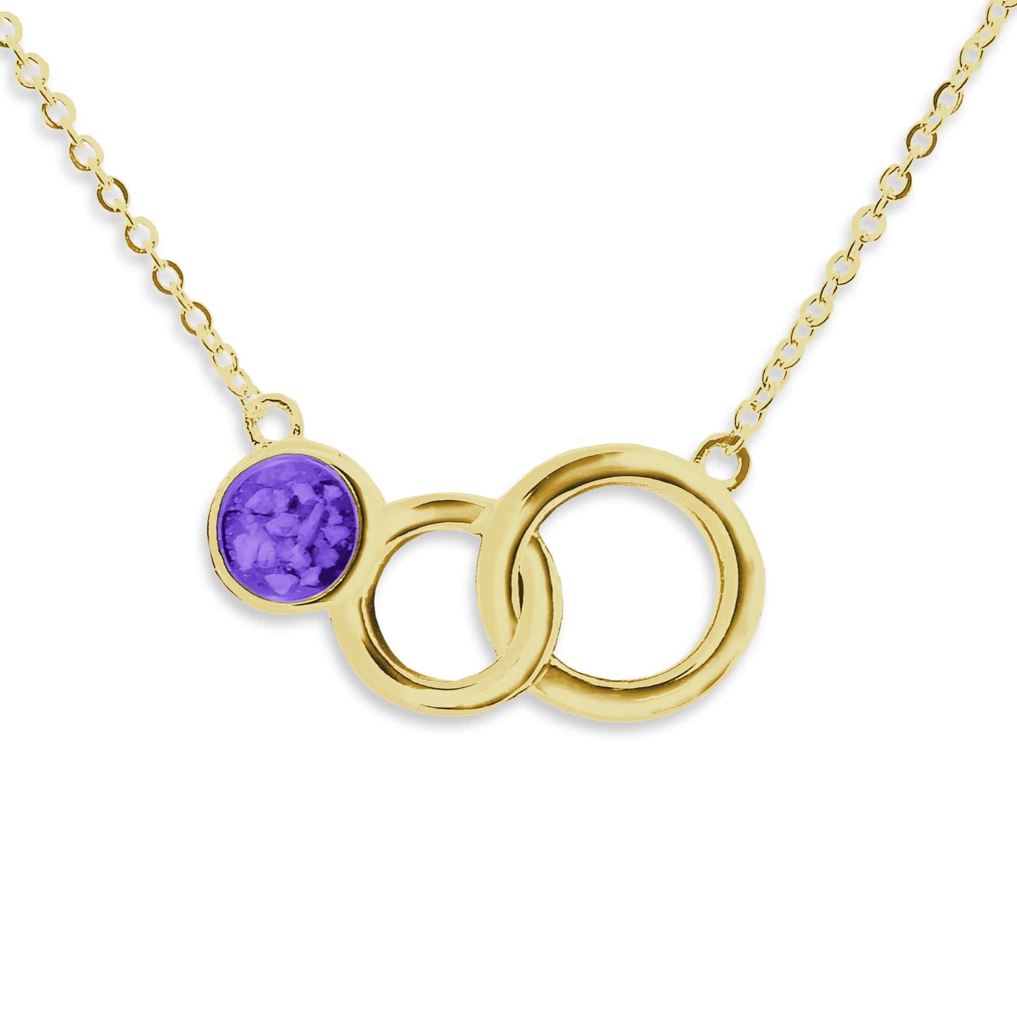 EverWith Ladies Praise Memorial Ashes Necklace 9k Yellow Gold Purple