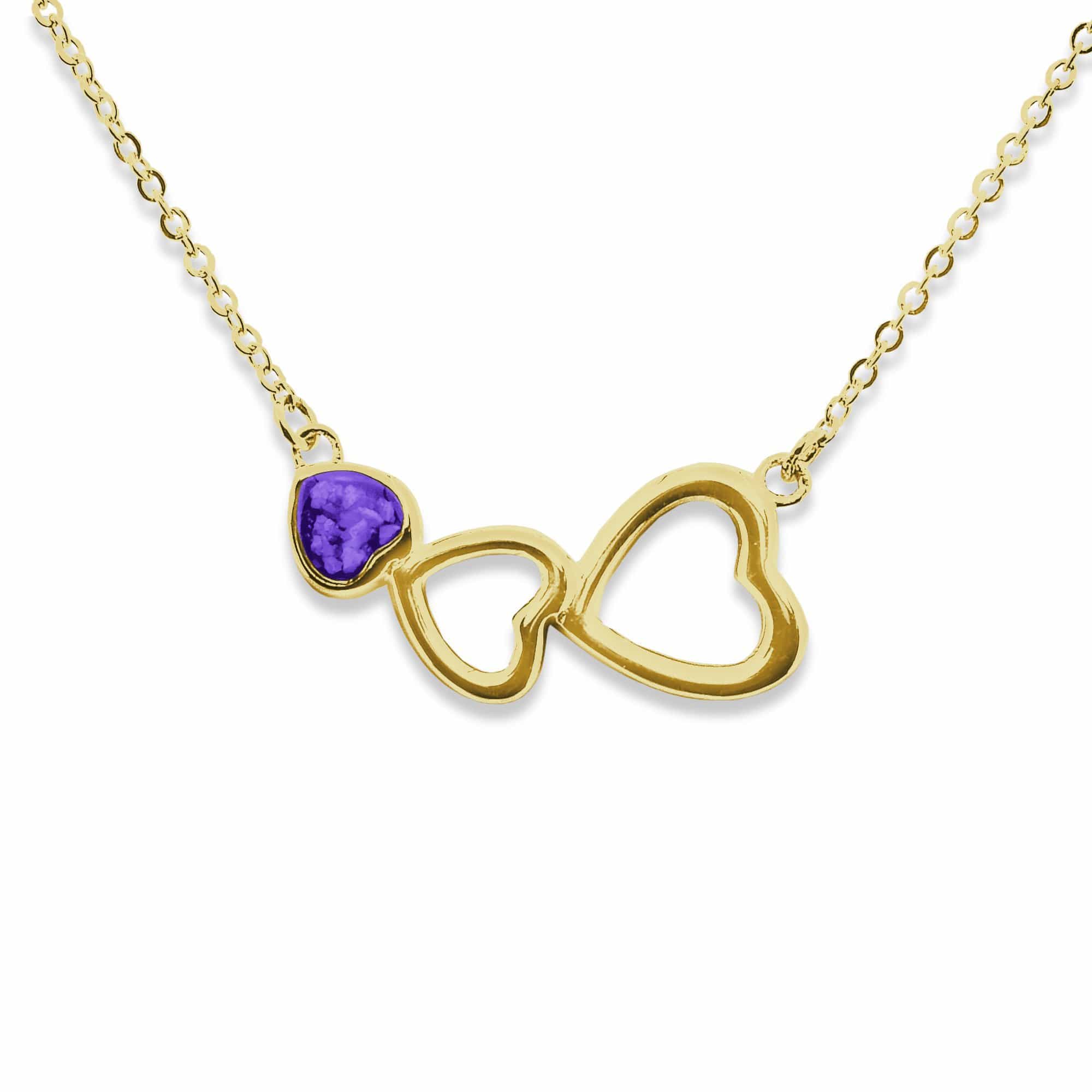 EverWith Ladies Adore Memorial Ashes Necklace 9k Yellow Gold Purple