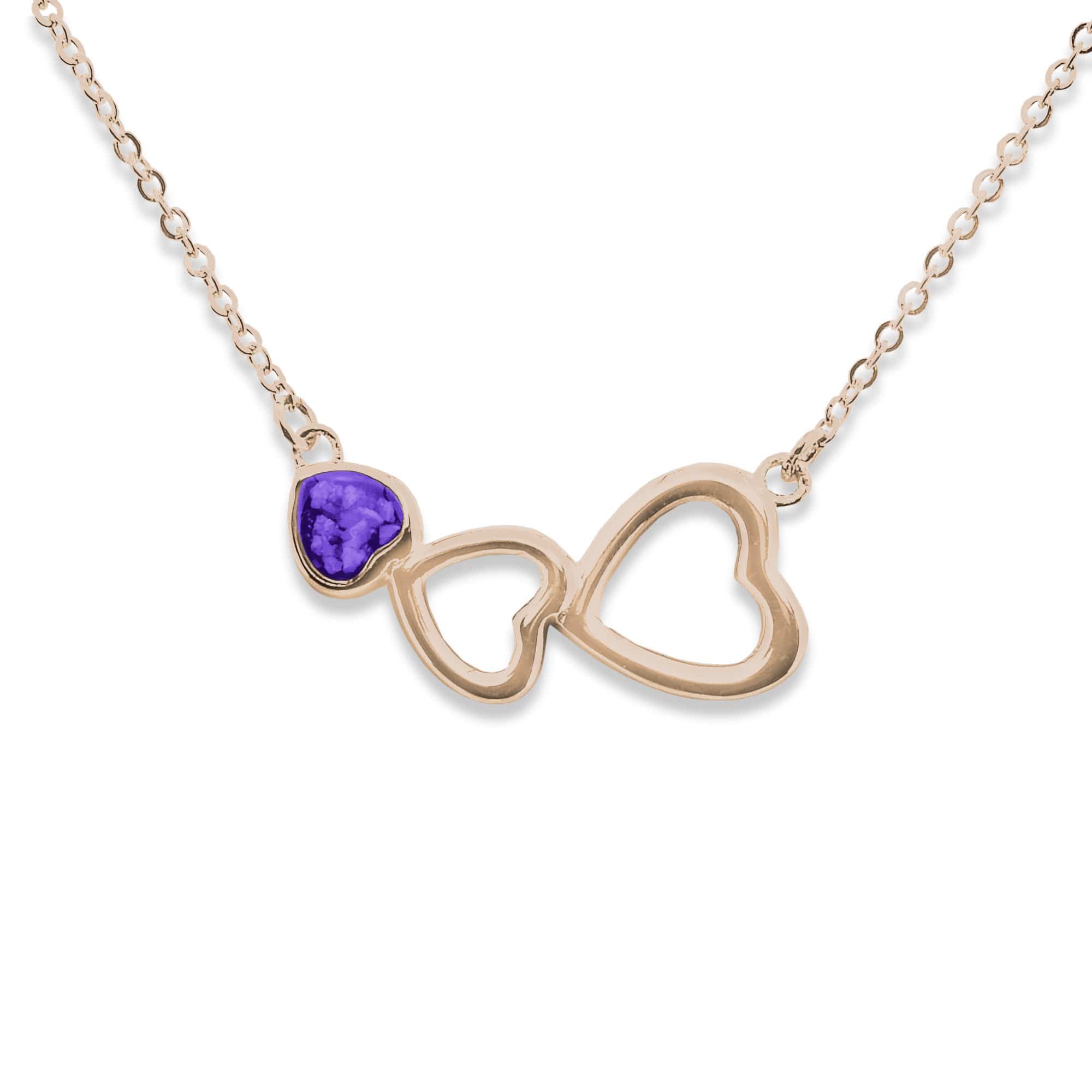 EverWith Ladies Adore Memorial Ashes Necklace 9k Rose Gold Purple