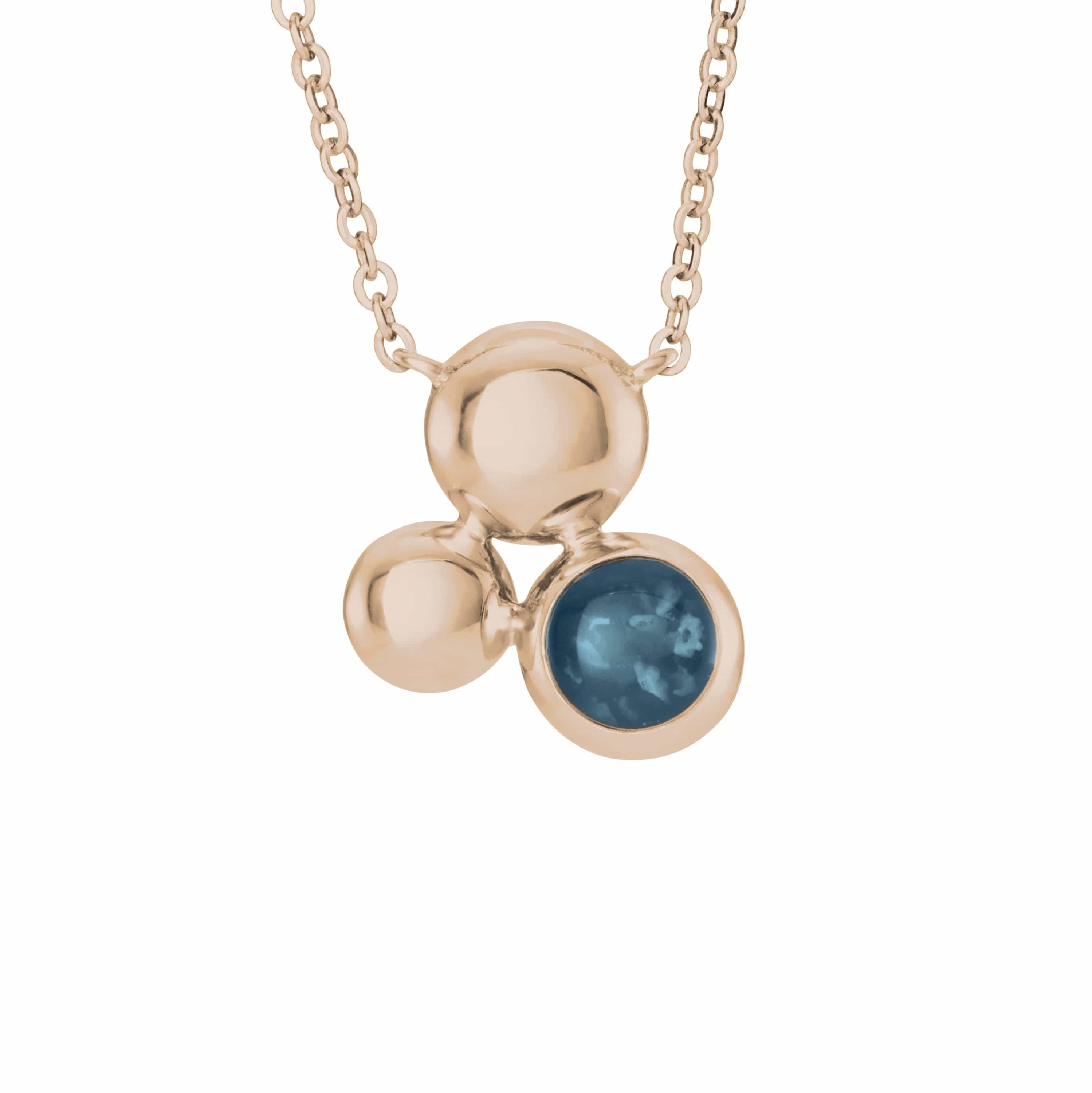 EverWith Ladies Rondure Array Memorial Ashes Necklace 9k Rose Gold Blue