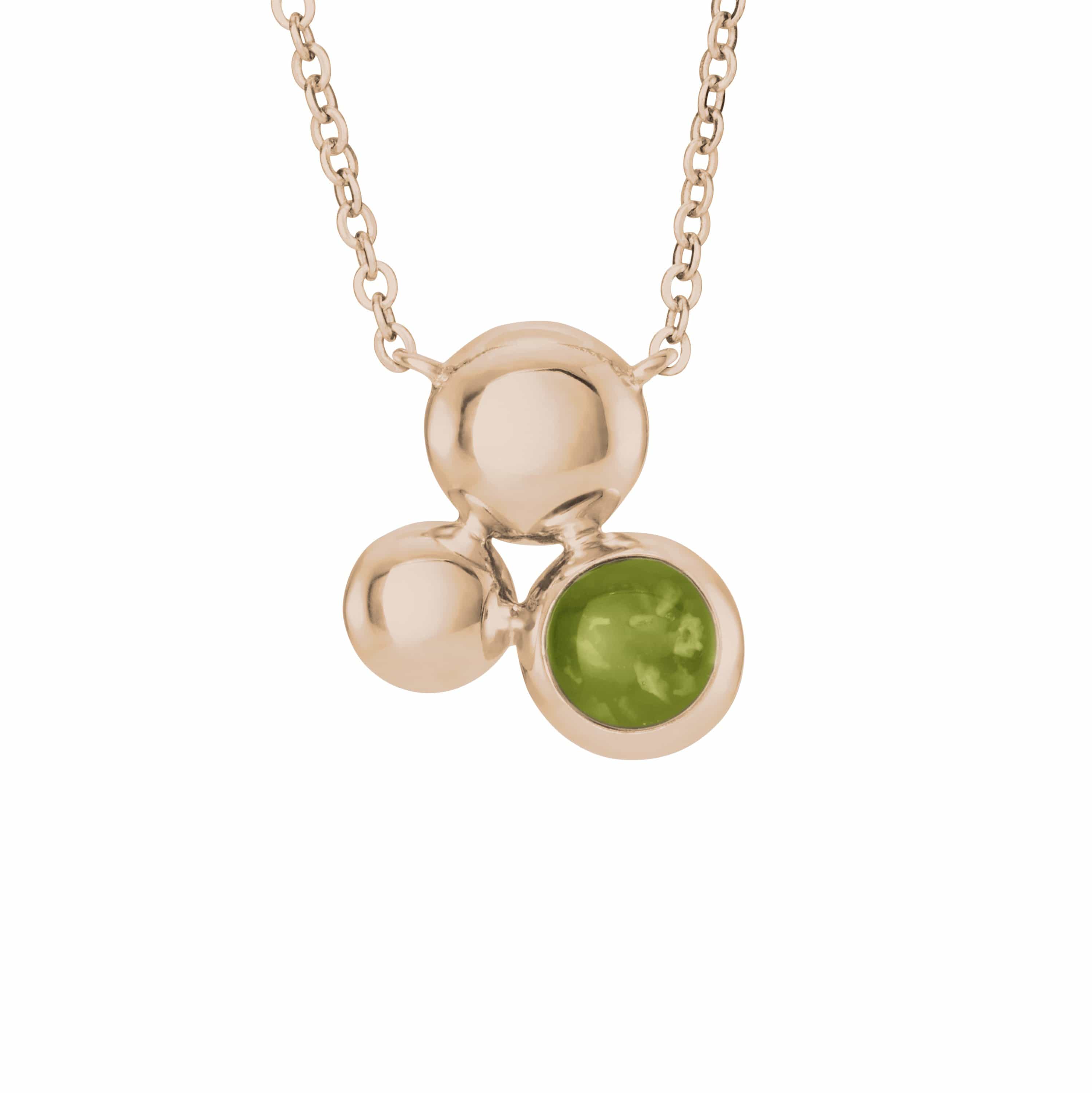 EverWith Ladies Rondure Array Memorial Ashes Necklace 9k Rose Gold Green