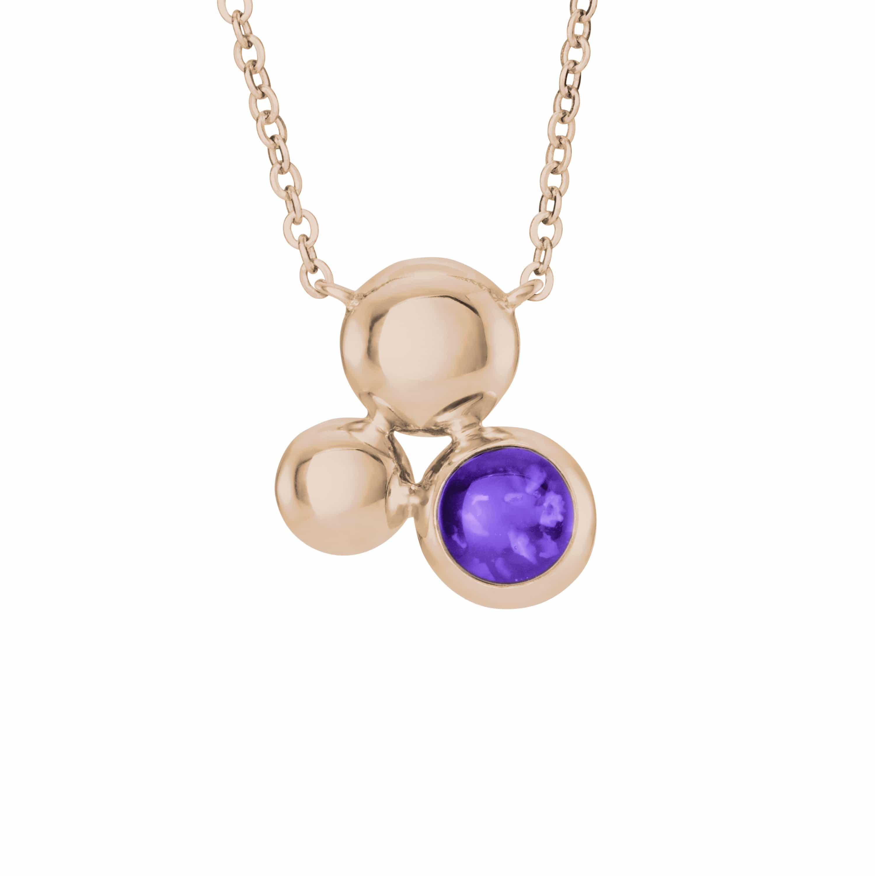 EverWith Ladies Rondure Array Memorial Ashes Necklace 9k Rose Gold Purple