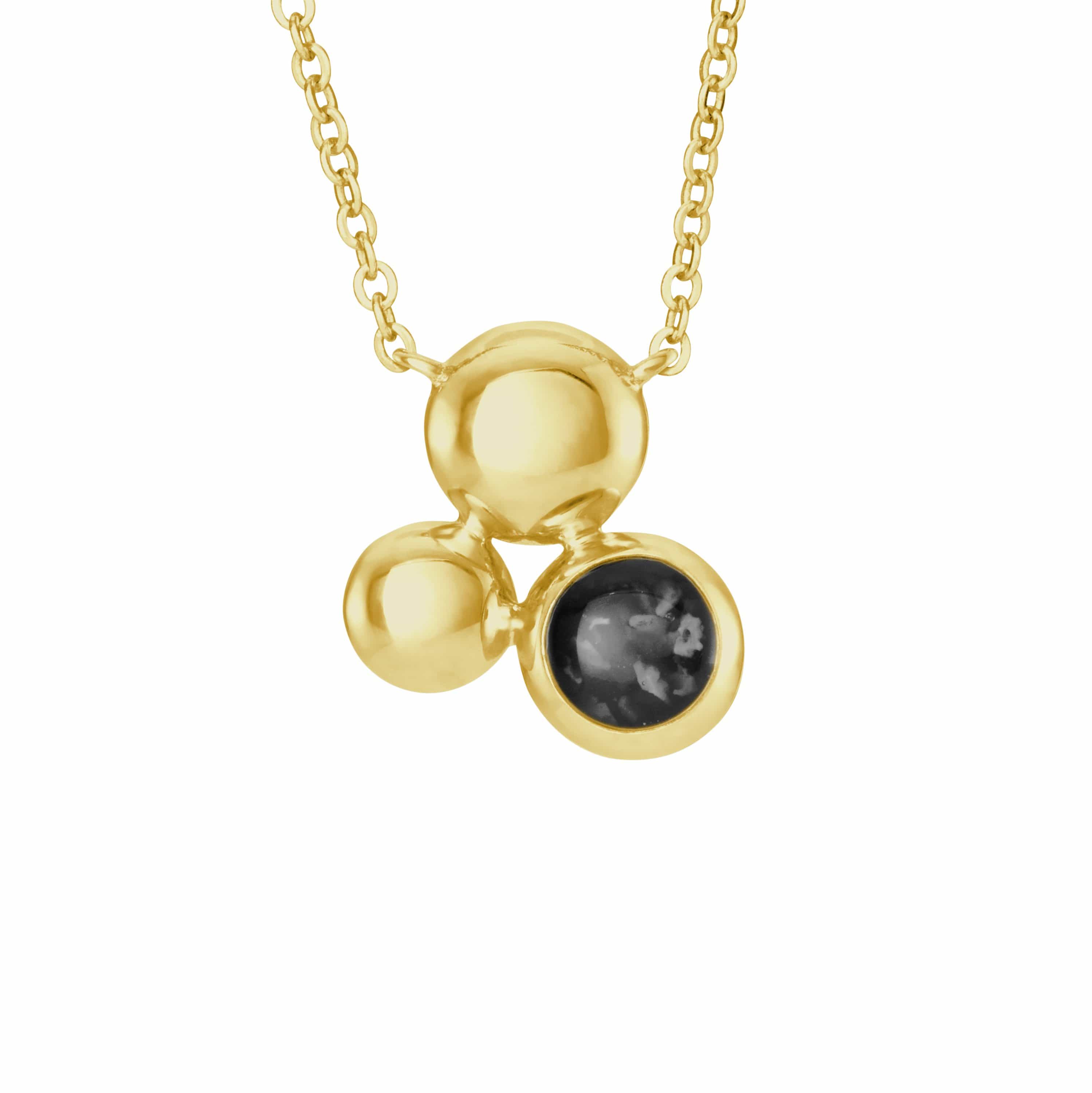 EverWith Ladies Rondure Array Memorial Ashes Necklace 9k Yellow Gold Black