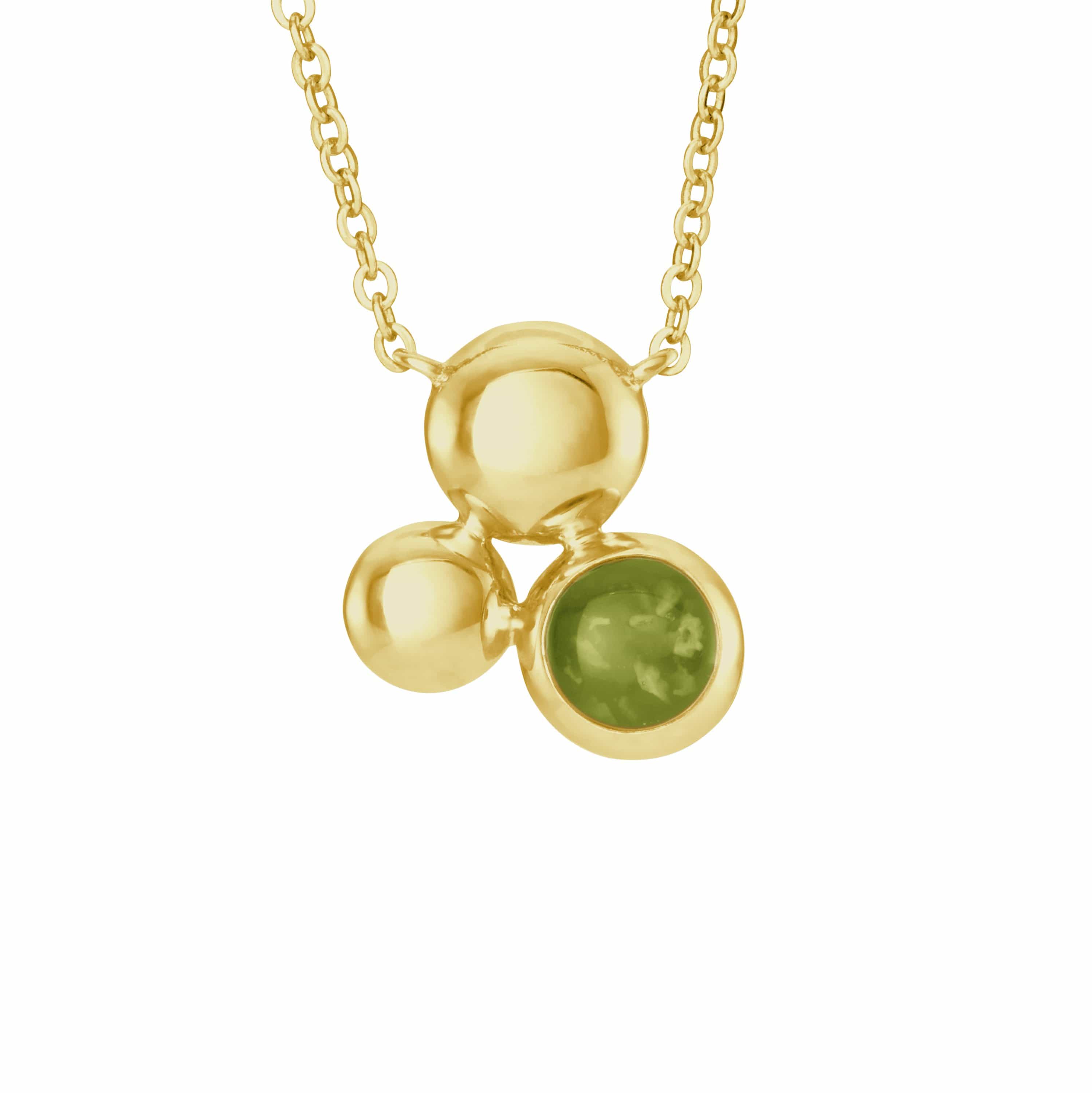 EverWith Ladies Rondure Array Memorial Ashes Necklace 9k Yellow Gold Green