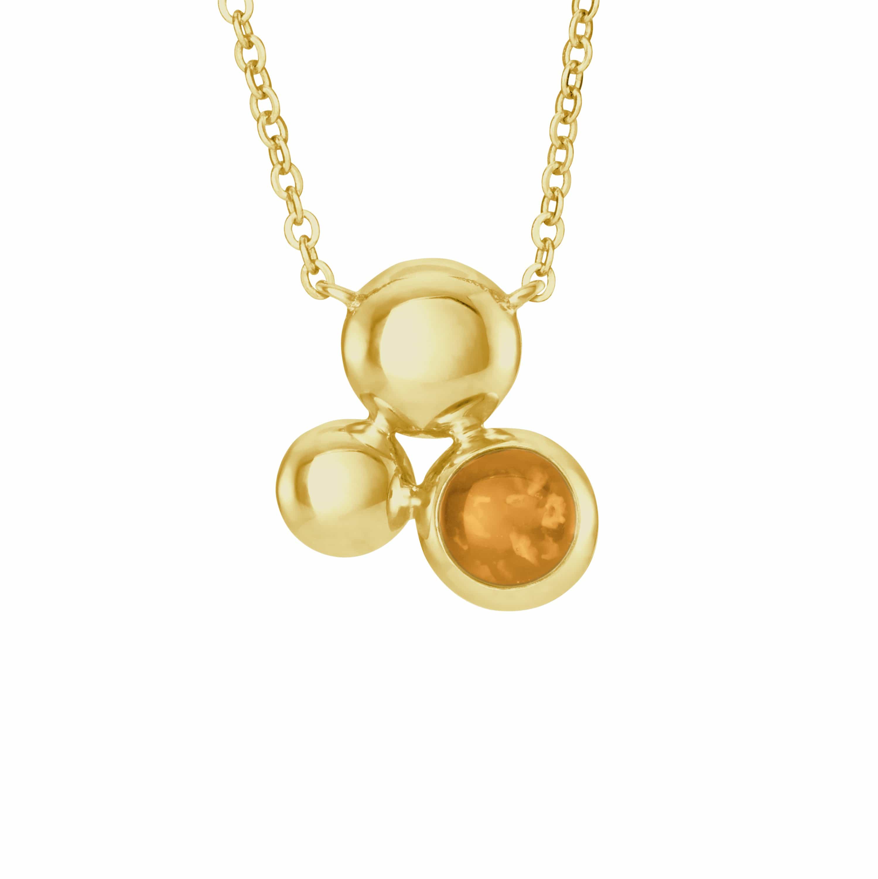 EverWith Ladies Rondure Array Memorial Ashes Necklace 9k Yellow Gold Orange