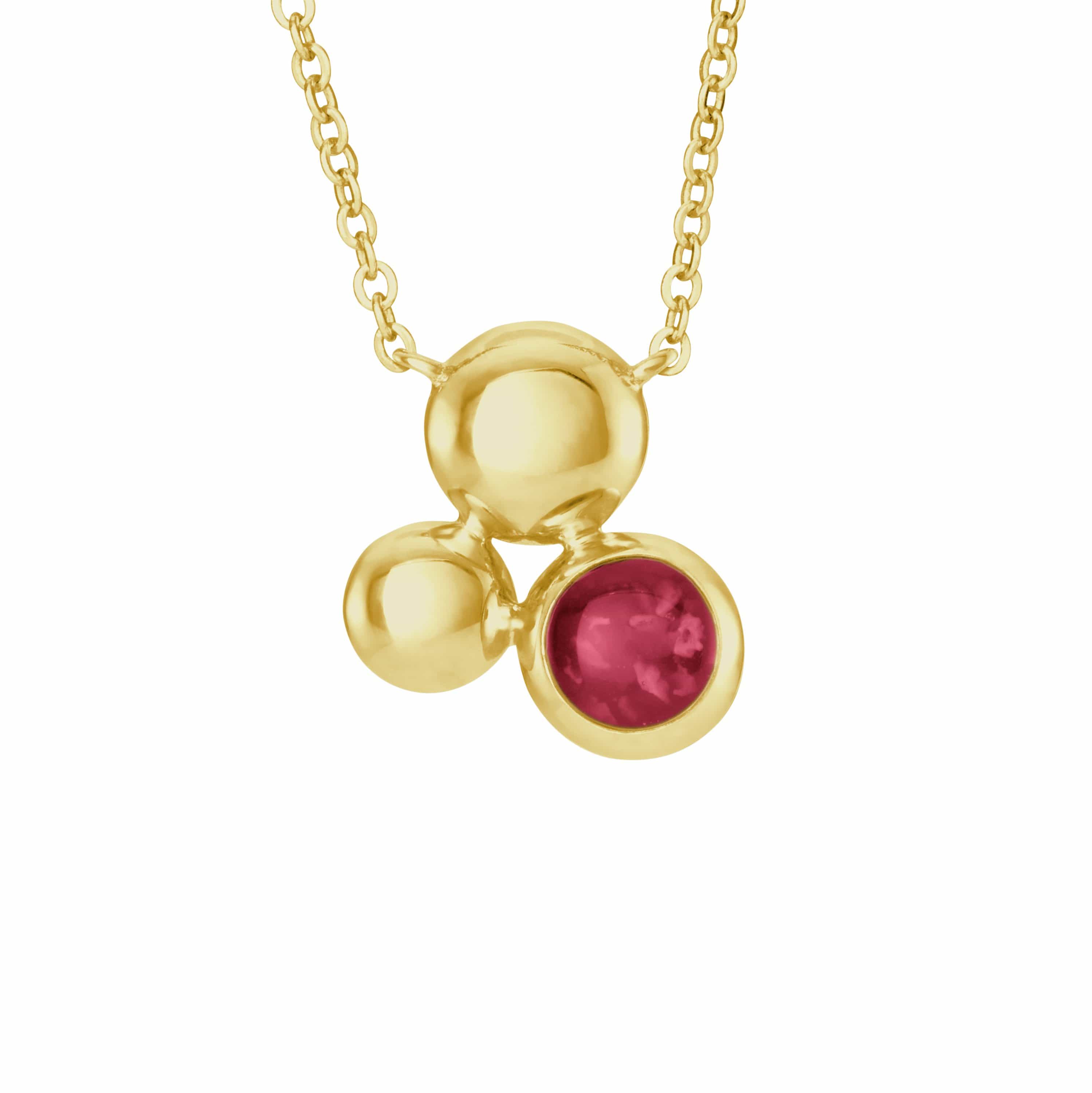EverWith Ladies Rondure Array Memorial Ashes Necklace 9k Yellow Gold Red