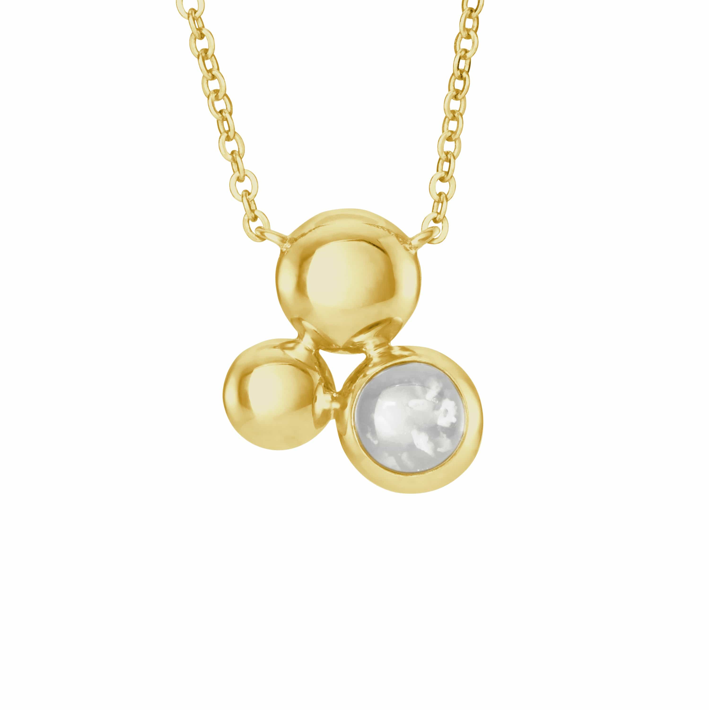 EverWith Ladies Rondure Array Memorial Ashes Necklace 9k Yellow Gold White