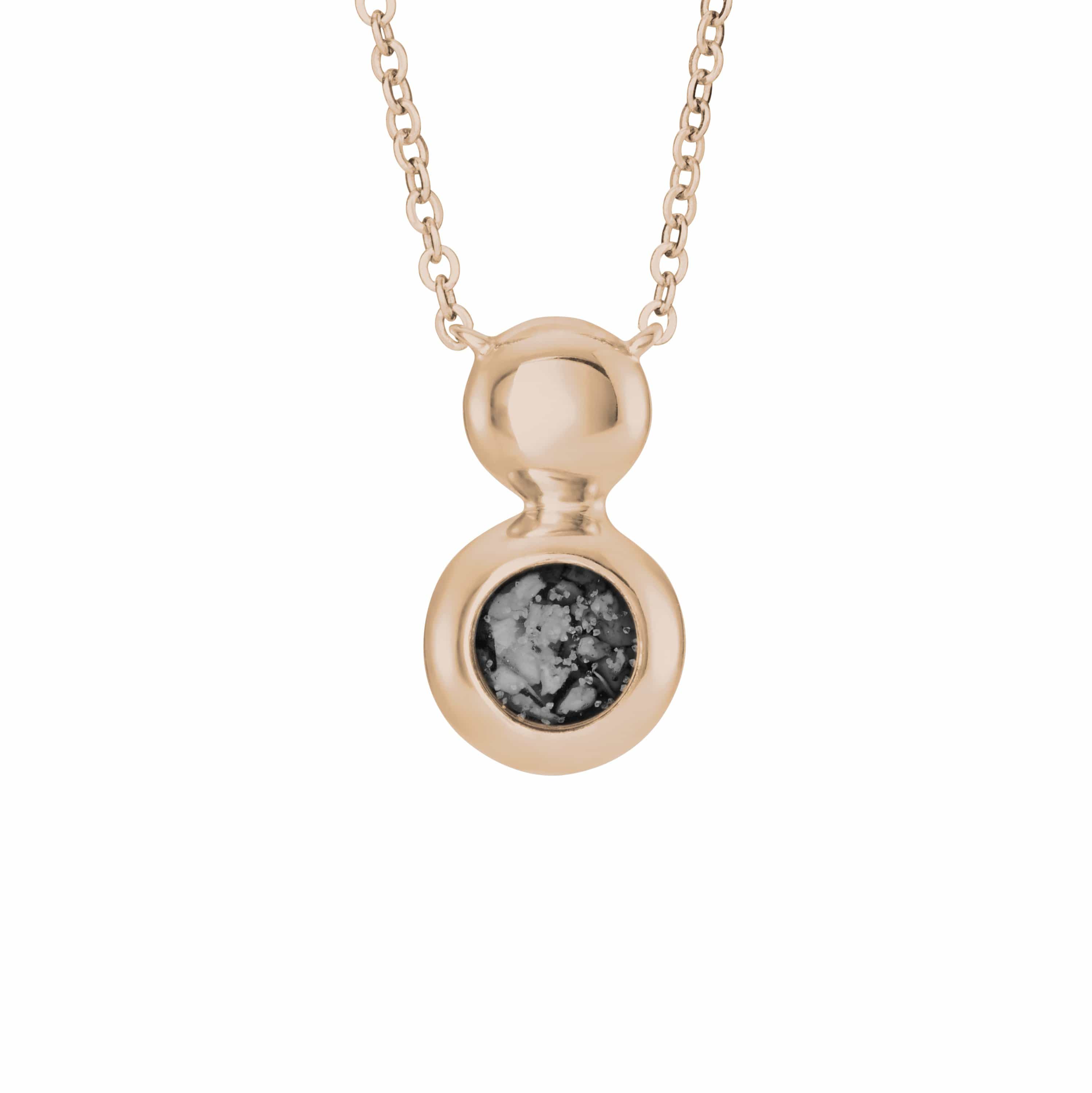 EverWith Ladies Rondure Drop Memorial Ashes Necklace 9k Rose Gold Black