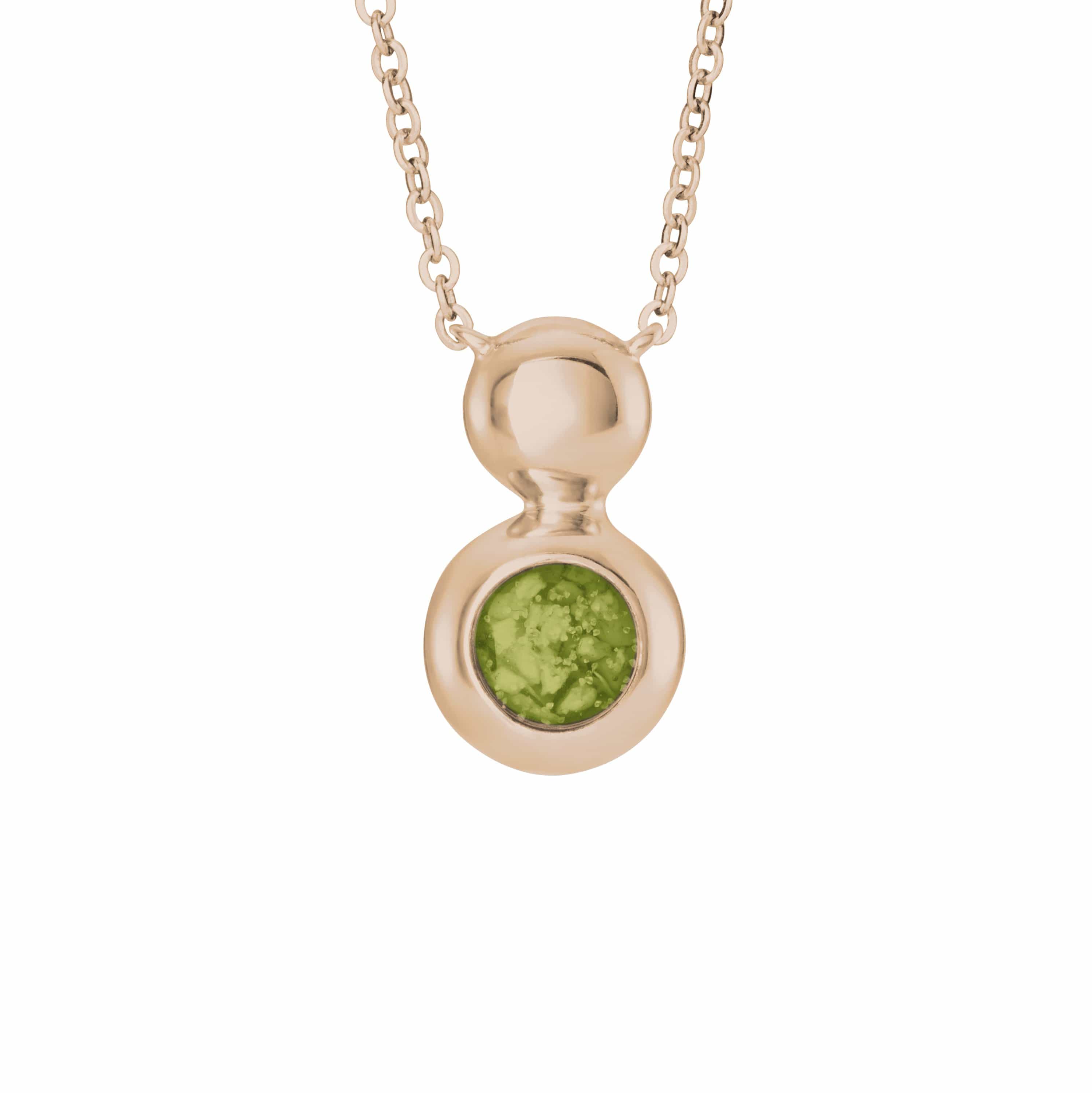 EverWith Ladies Rondure Drop Memorial Ashes Necklace 9k Rose Gold Green