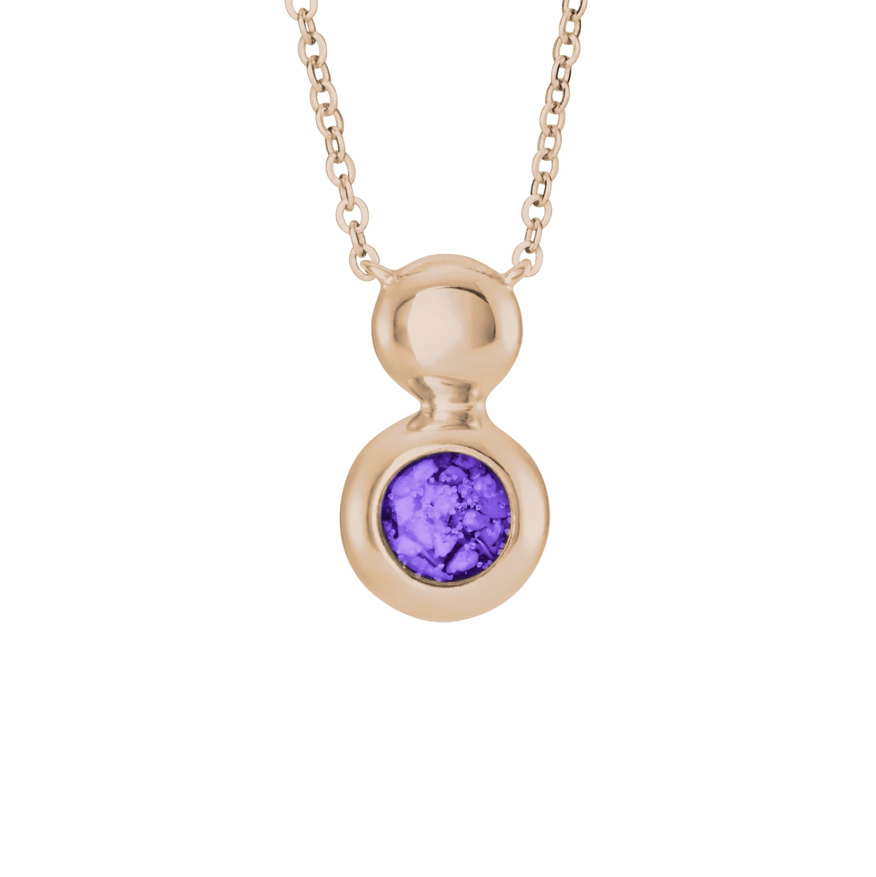 EverWith Ladies Rondure Drop Memorial Ashes Necklace 9k Rose Gold Purple
