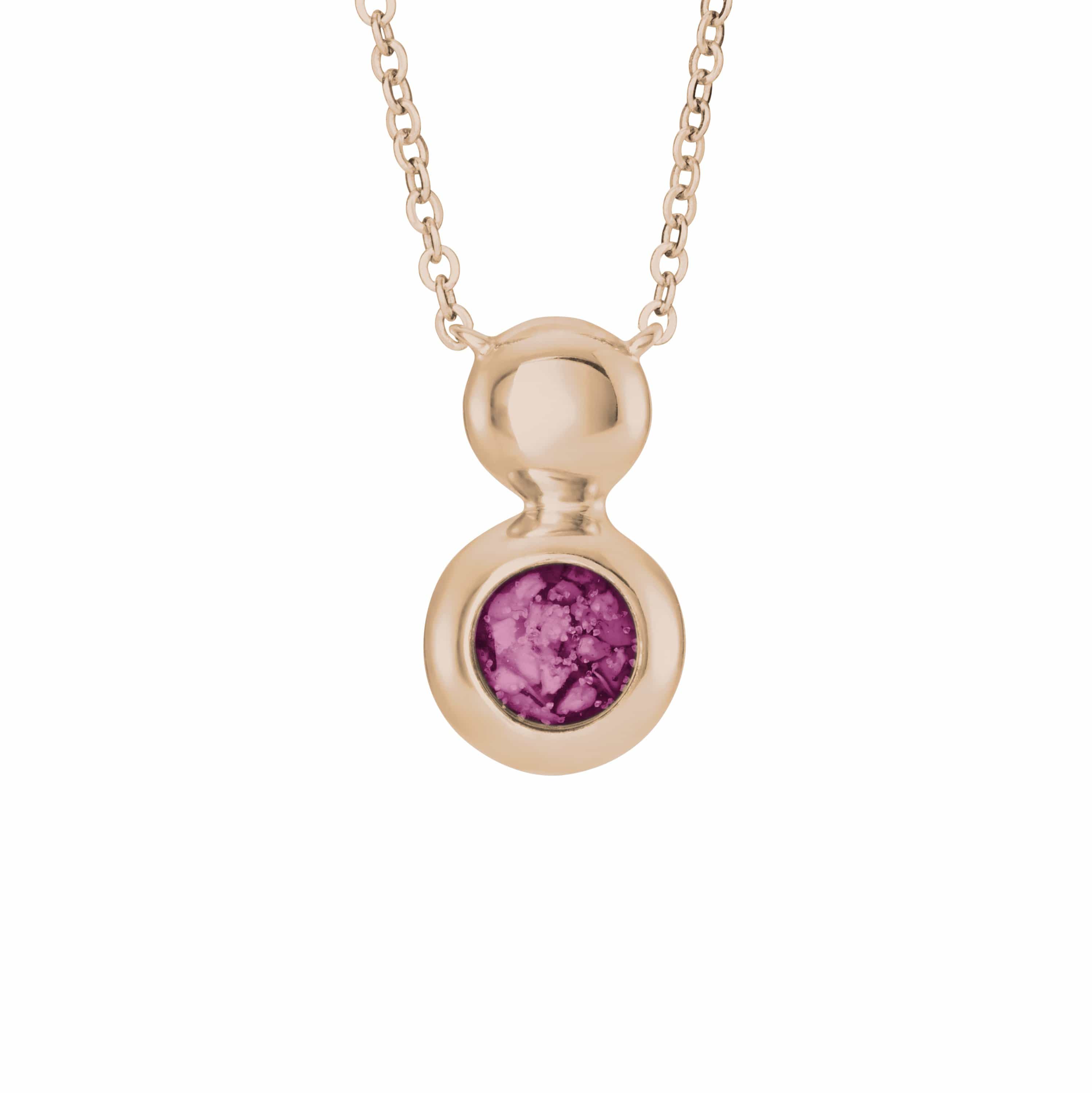 EverWith Ladies Rondure Drop Memorial Ashes Necklace 9k Rose Gold Violet