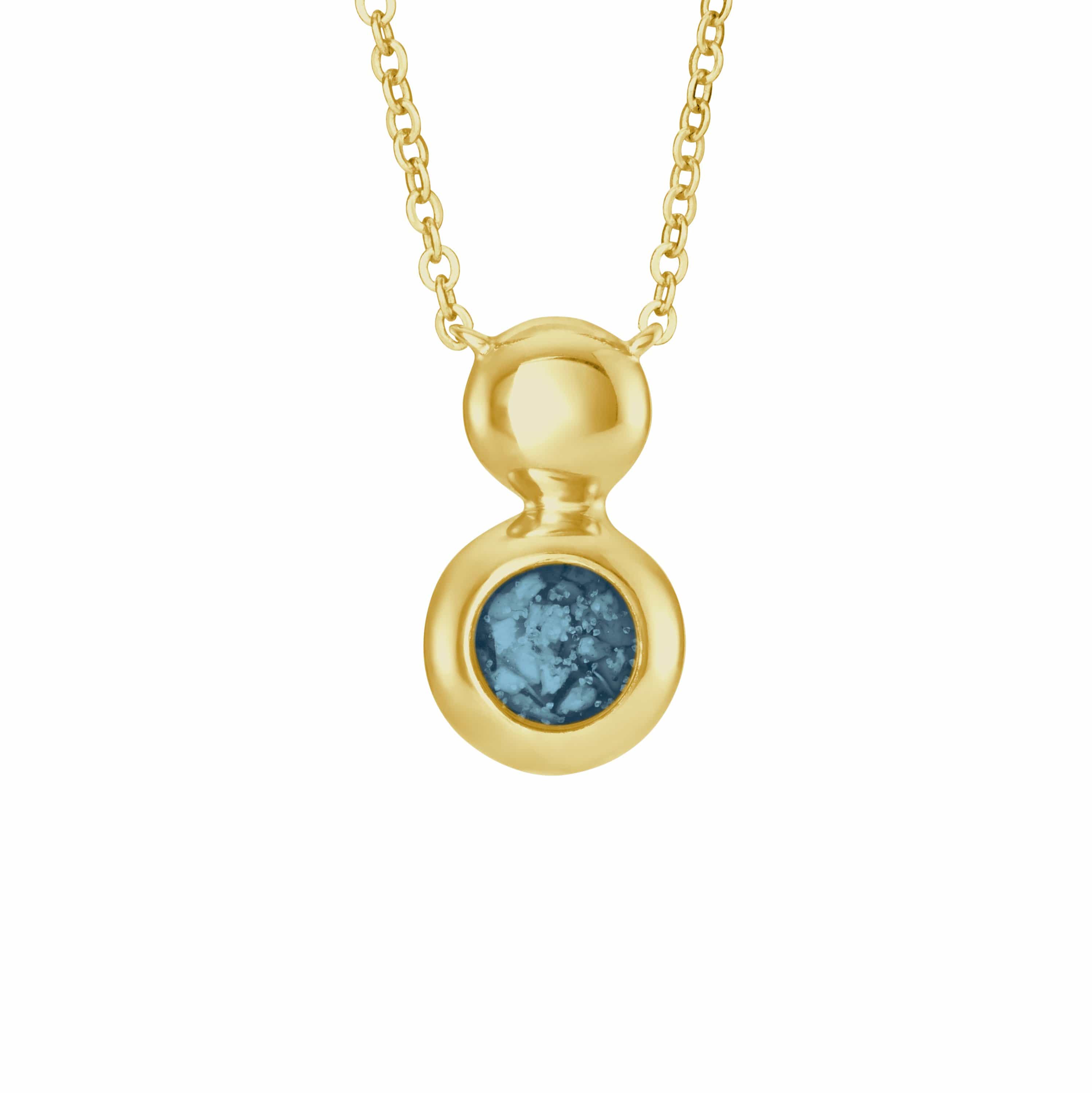 EverWith Ladies Rondure Drop Memorial Ashes Necklace 9k Yellow Gold Blue